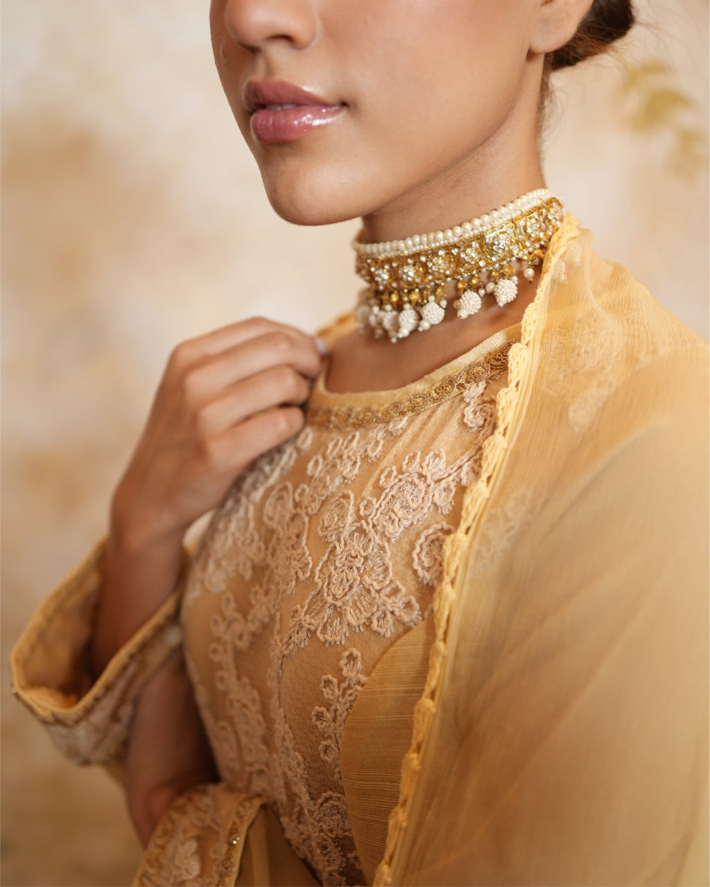 Kurta Set Embroidery - Beige / Ivory / Gold - Mayura Kumar