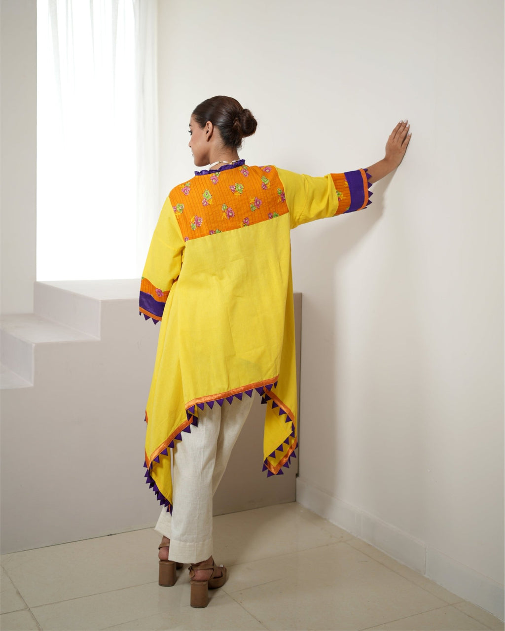 Kurta Set Floral Banarasi - Yellow / Orange / Purple / Ivory - Mayura Kumar