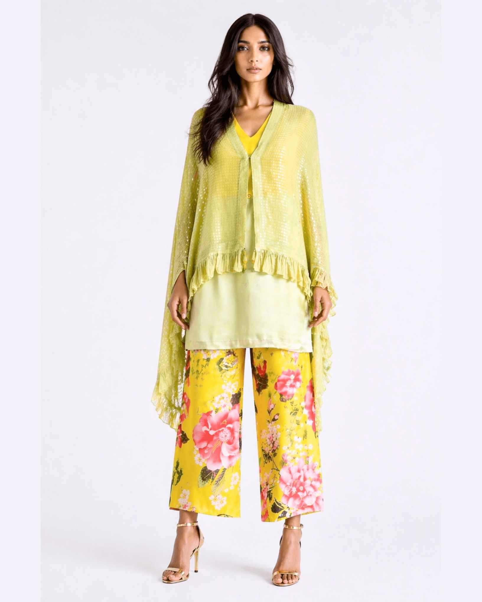 Kurta Set Floral - Green / Lemon - Mayura Kumar