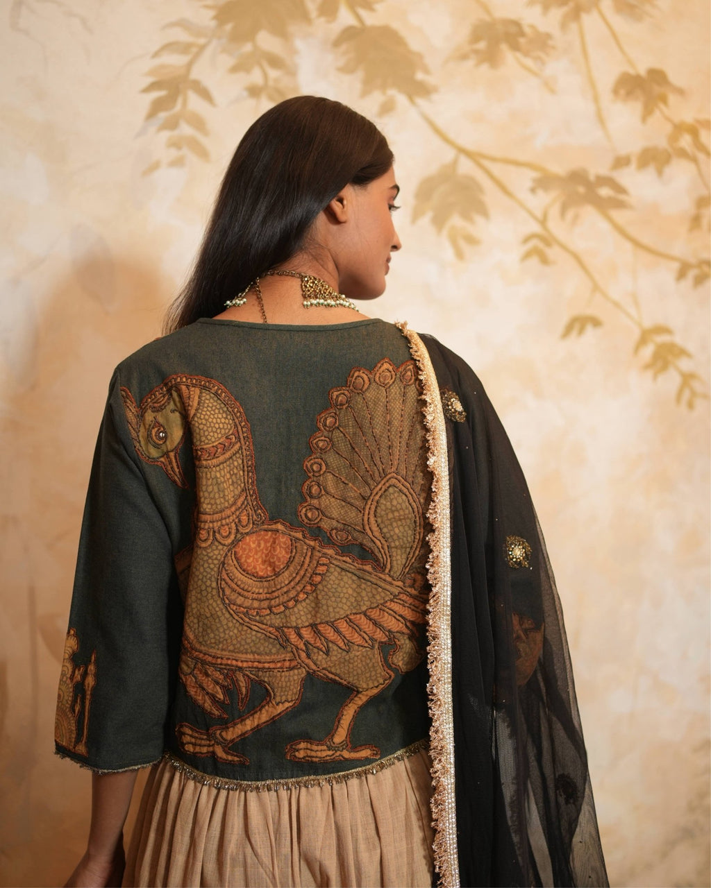 Kurta Set Kalamkari - Beige / Black /Gold - Mayura Kumar