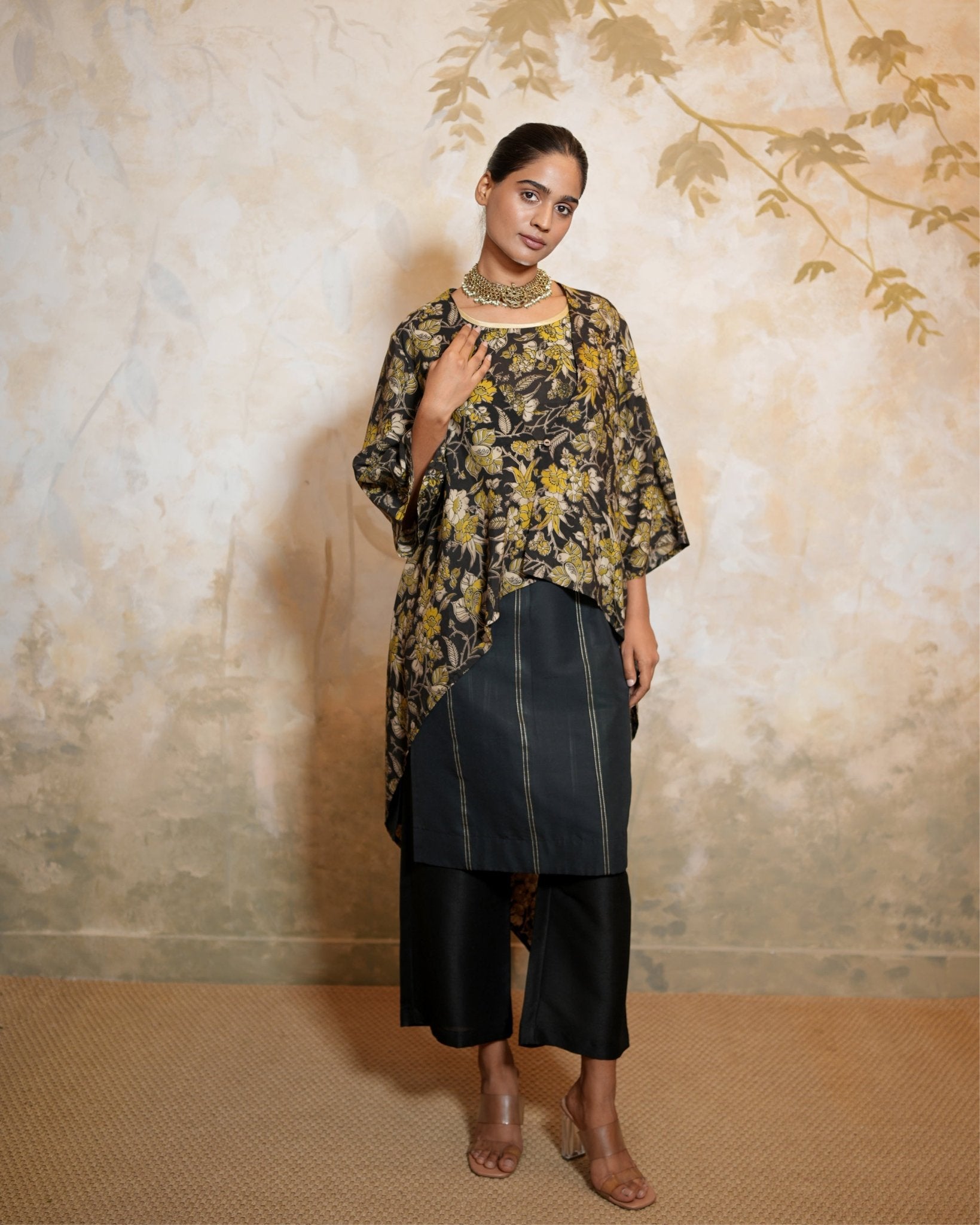 Kurta Set Kalamkari - Black / Lime / Beige - Mayura Kumar