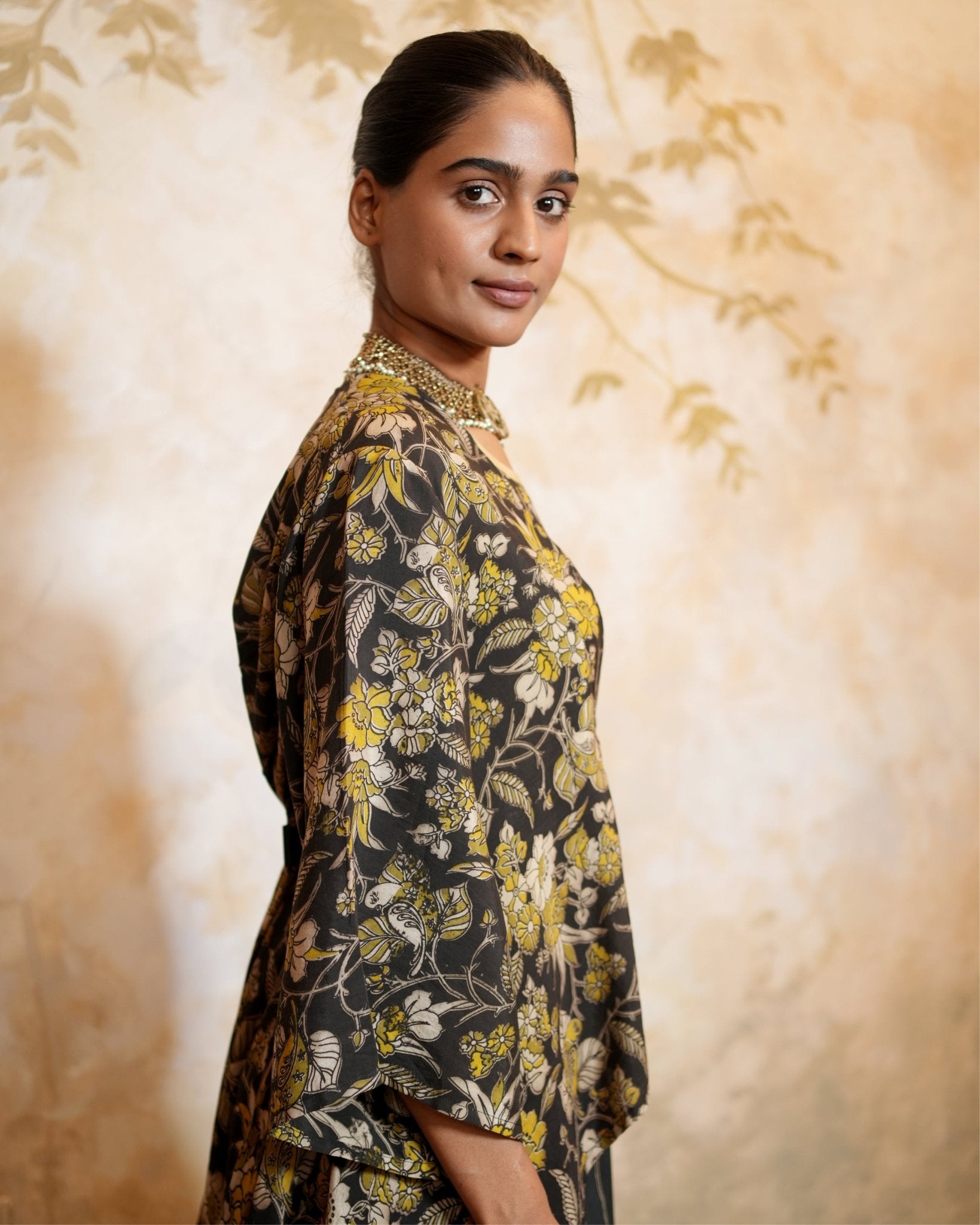 Kurta Set Kalamkari - Black / Lime / Beige - Mayura Kumar