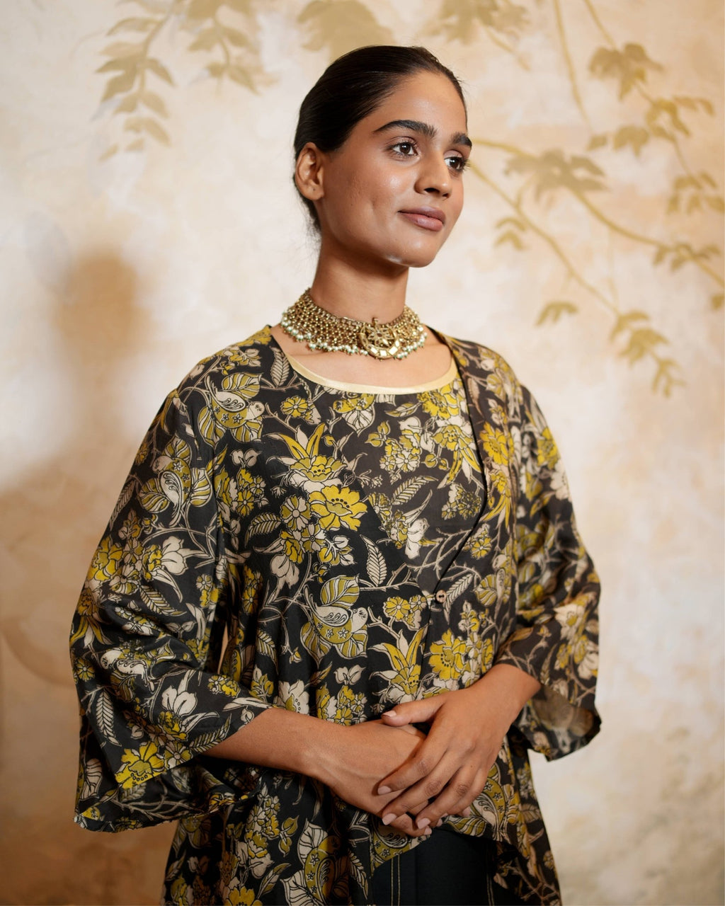 Kurta Set Kalamkari - Black / Lime / Beige - Mayura Kumar