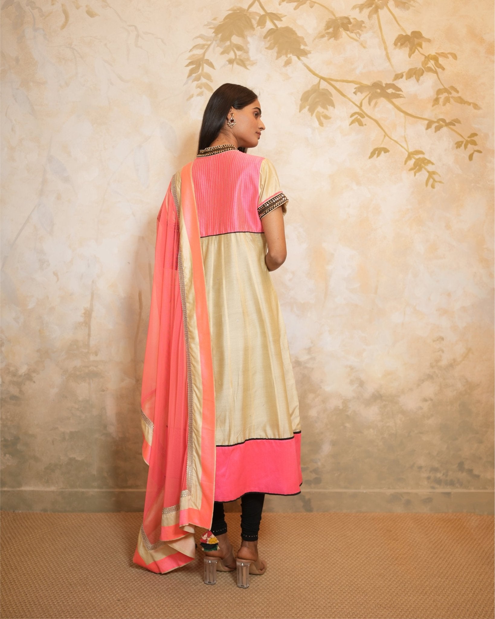 Kurta Set Kalamkari - Coral / Beige - Mayura Kumar