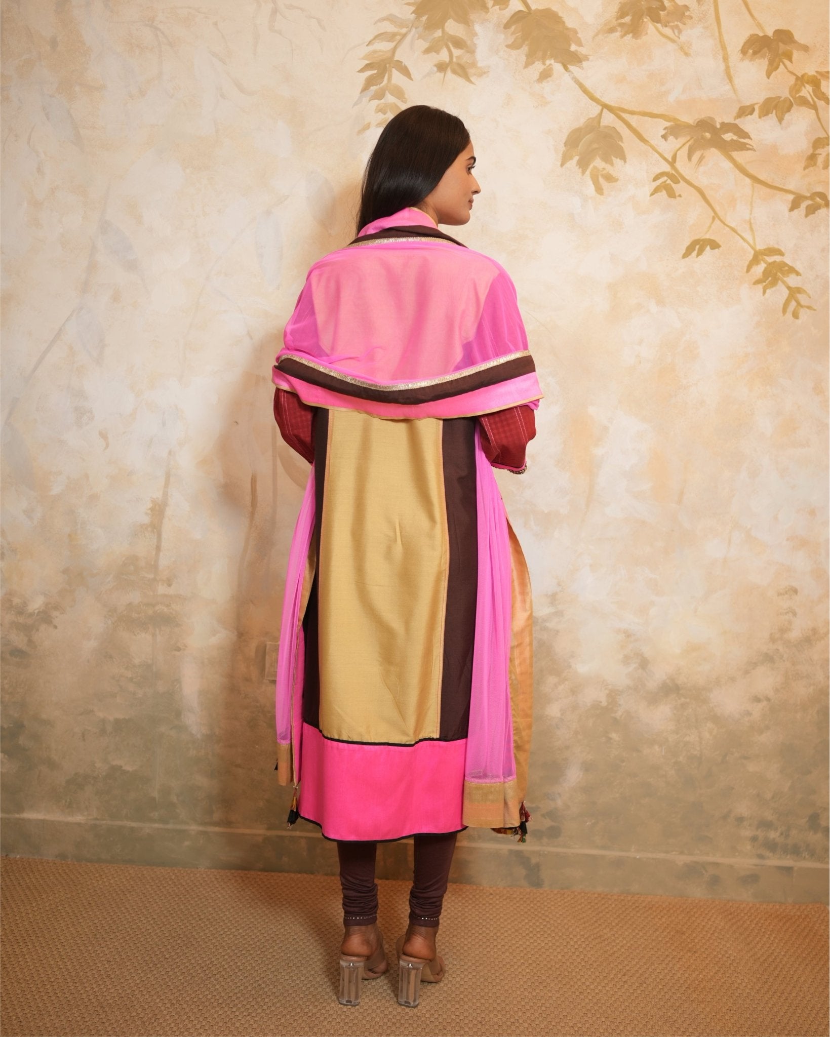 Kurta Set Kalamkari - Hot Pink / Burgundy / Brown - Mayura Kumar