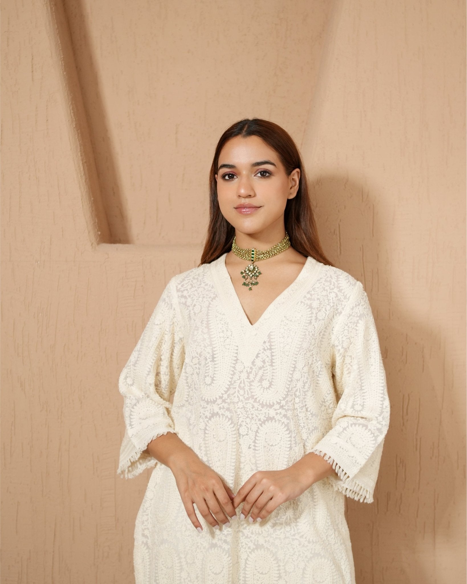 Kurta Set Kashmiri - Ivory - Mayura Kumar