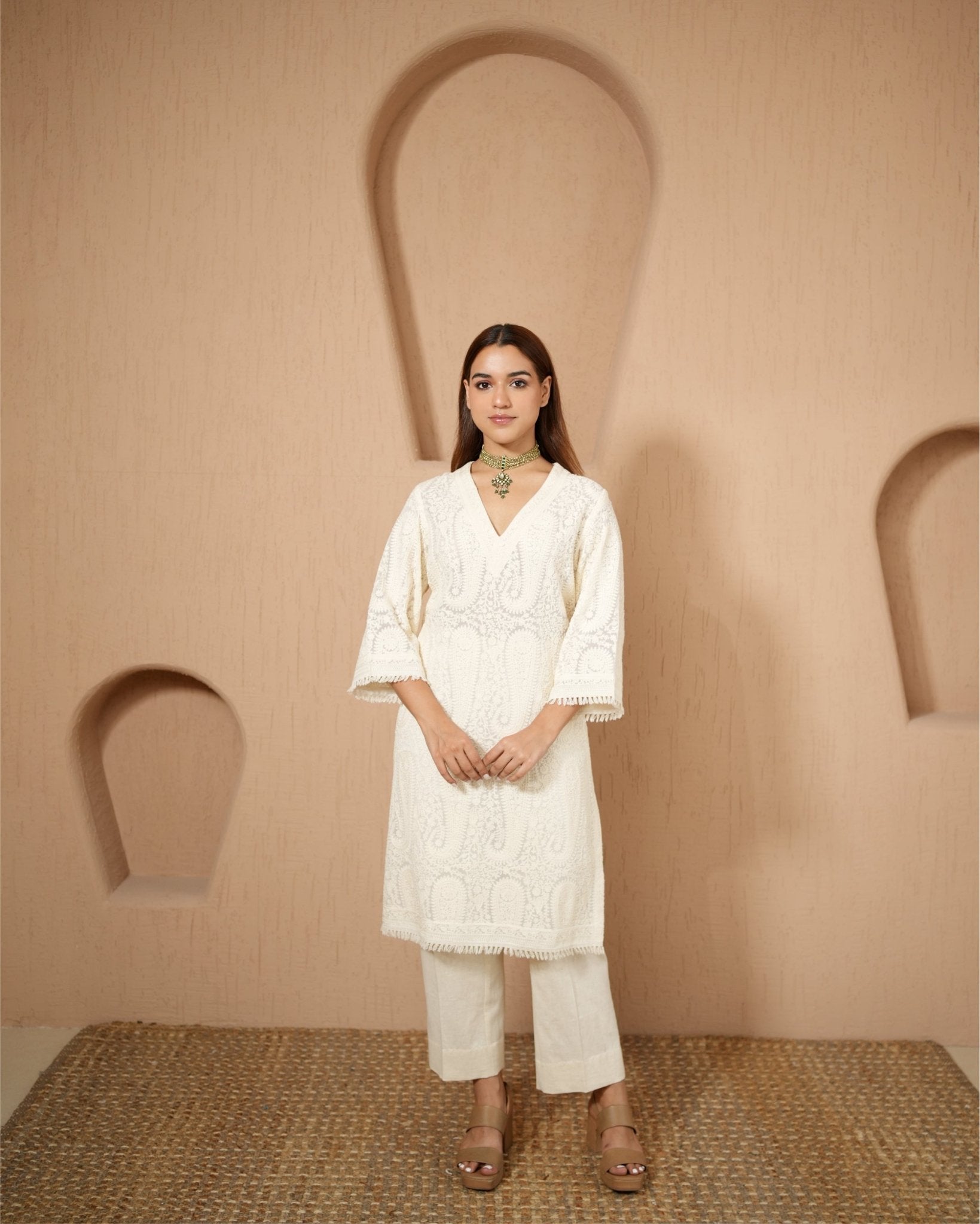 Kurta Set Kashmiri - Ivory - Mayura Kumar
