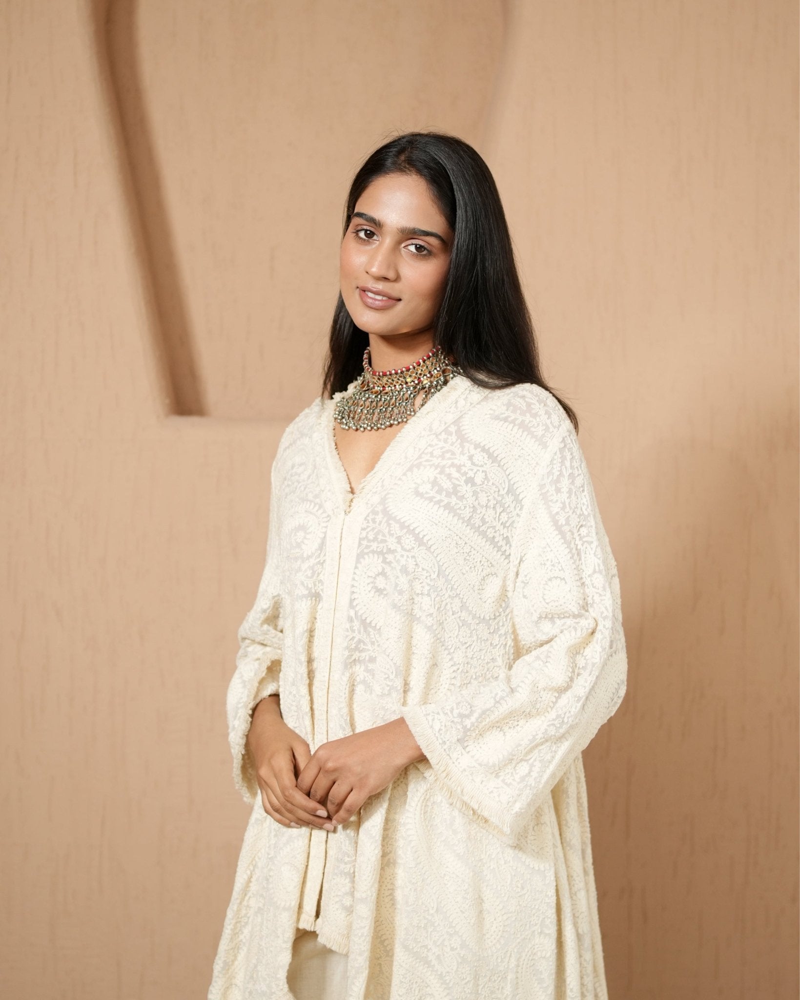 Kurta Set Kashmiri - Ivory - Mayura Kumar