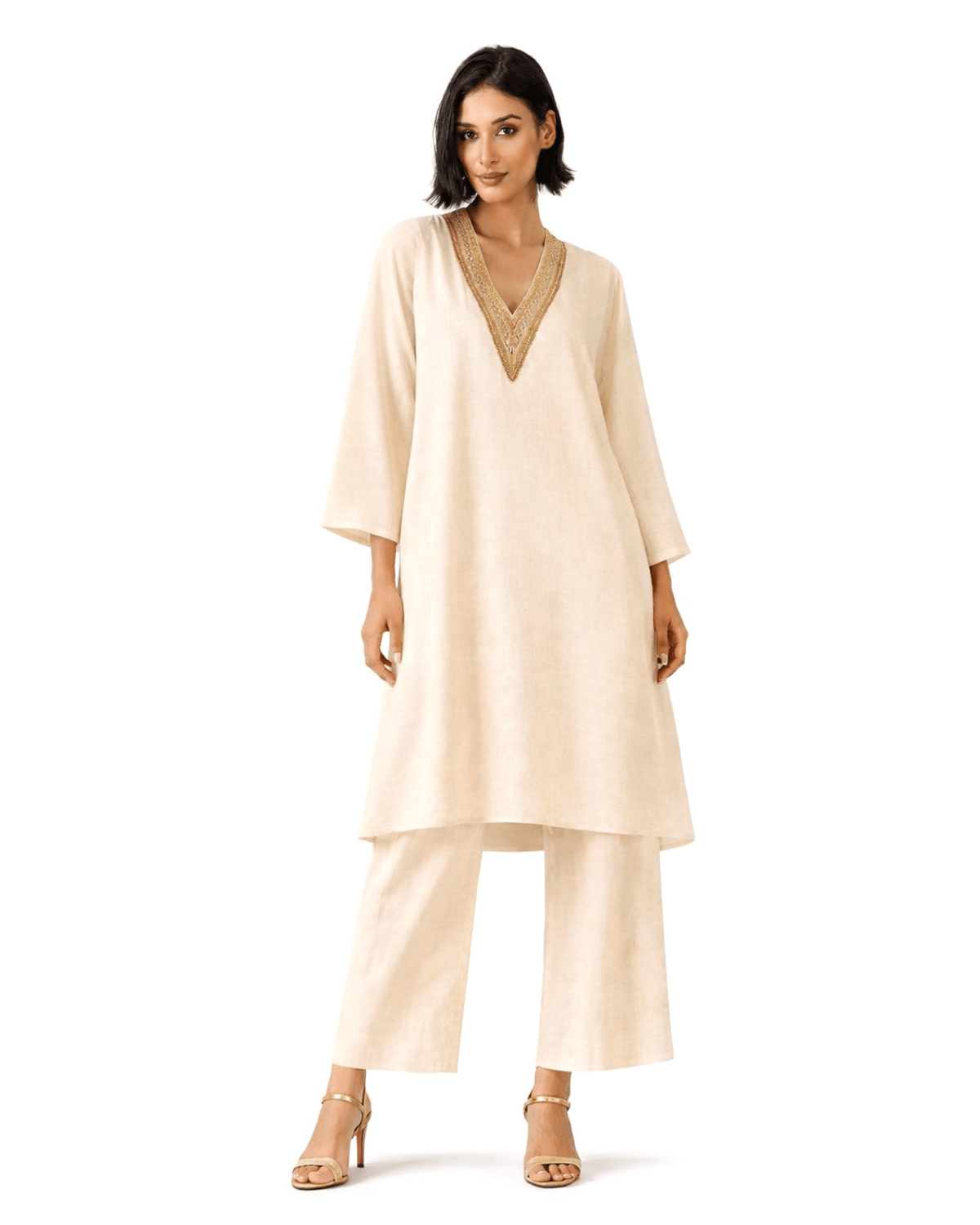 Kurta Set Khadi - Ivory / Gold - Mayura Kumar