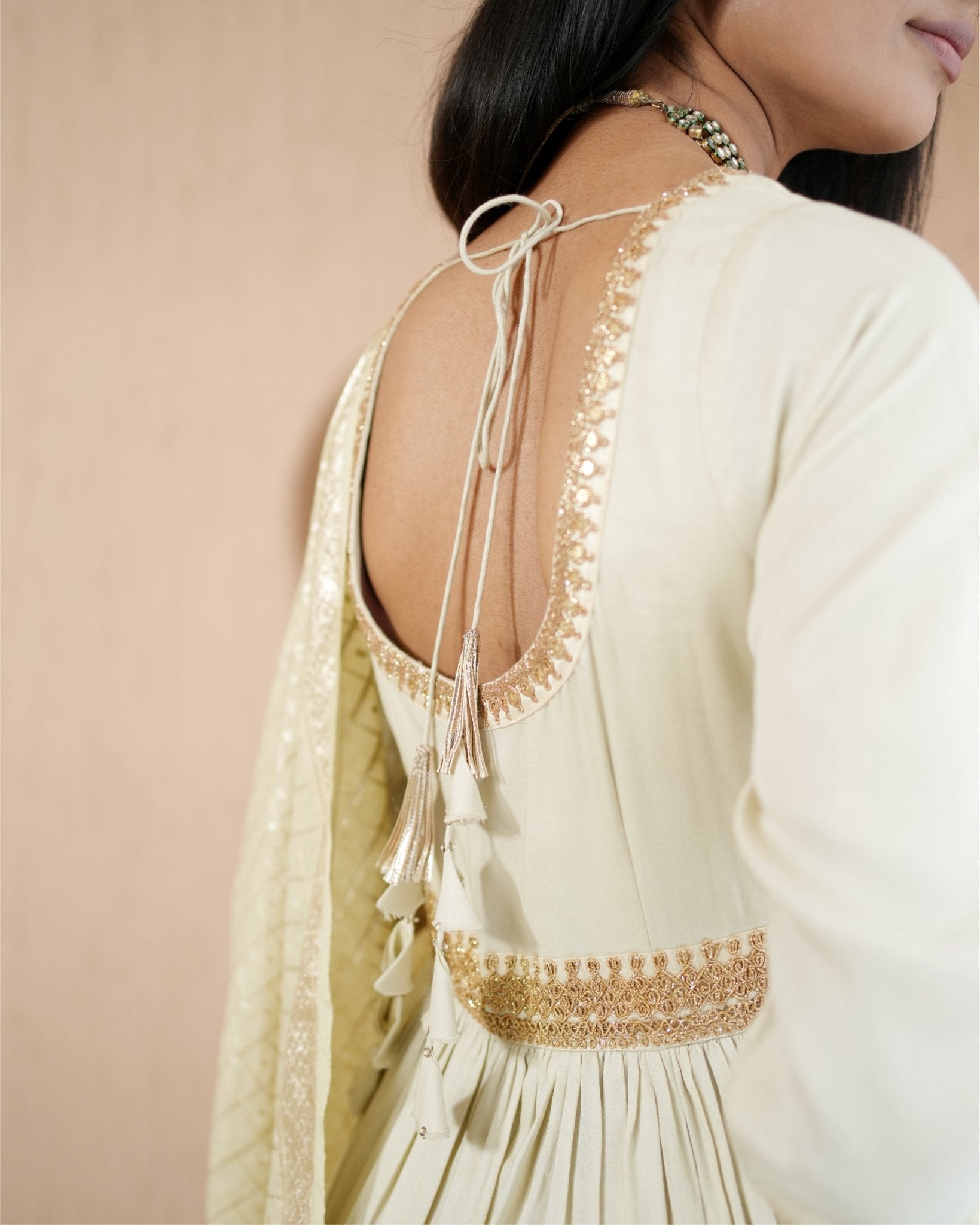 Kurta Set Khadi - Tusk Ivory / Gold / Silver - Mayura Kumar