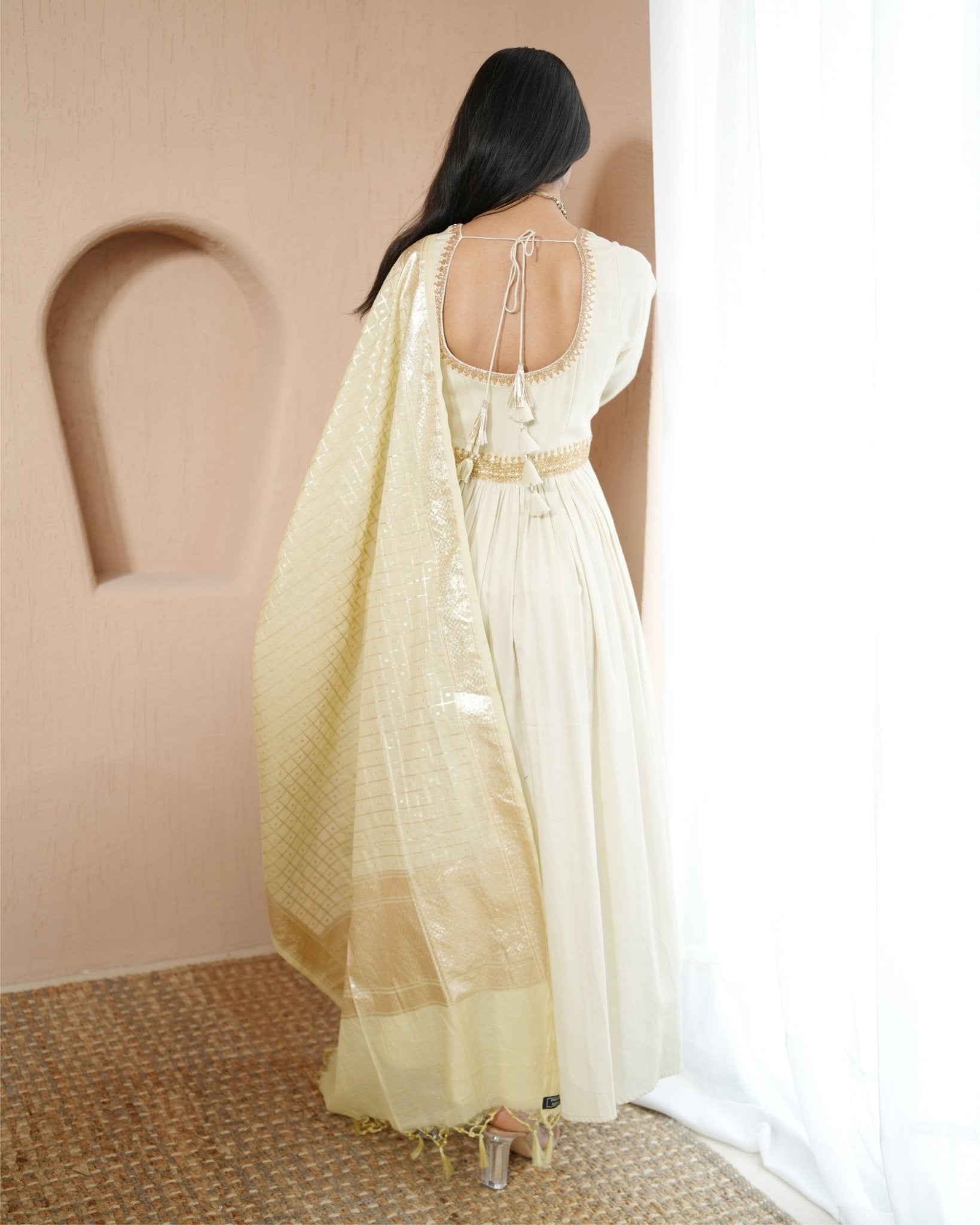 Kurta Set Khadi - Tusk Ivory / Gold / Silver - Mayura Kumar