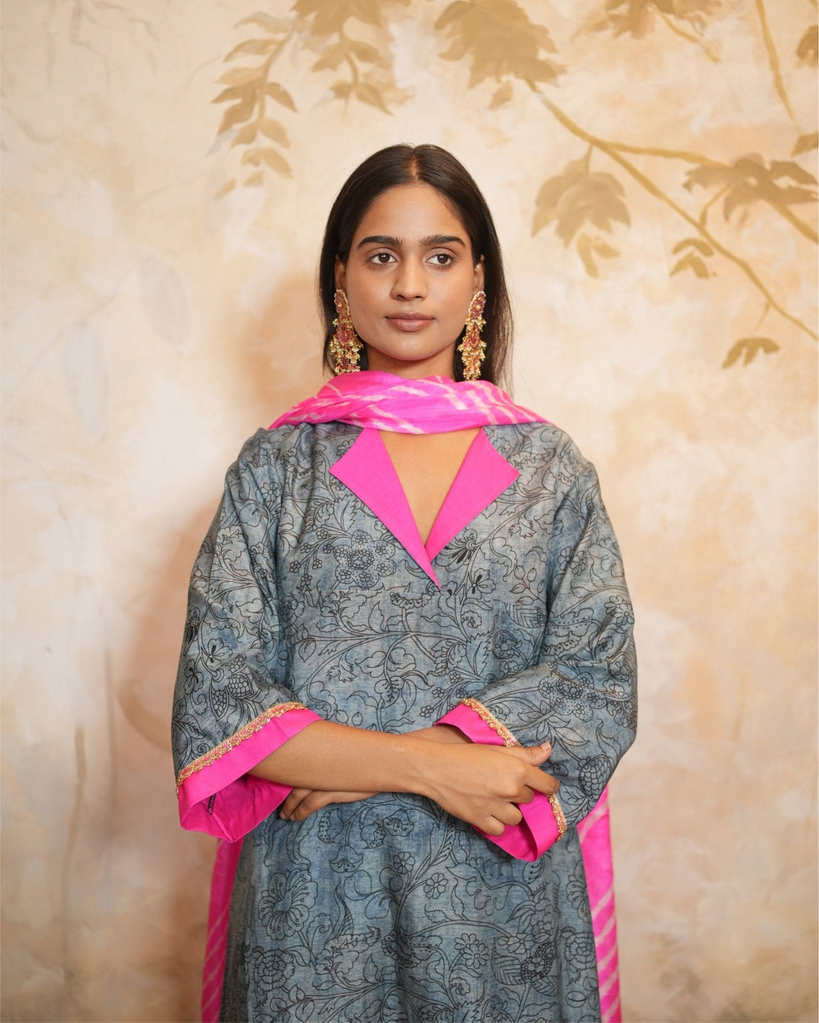Kurta Set Leheriya - Indigo / Hot Pink - Mayura Kumar