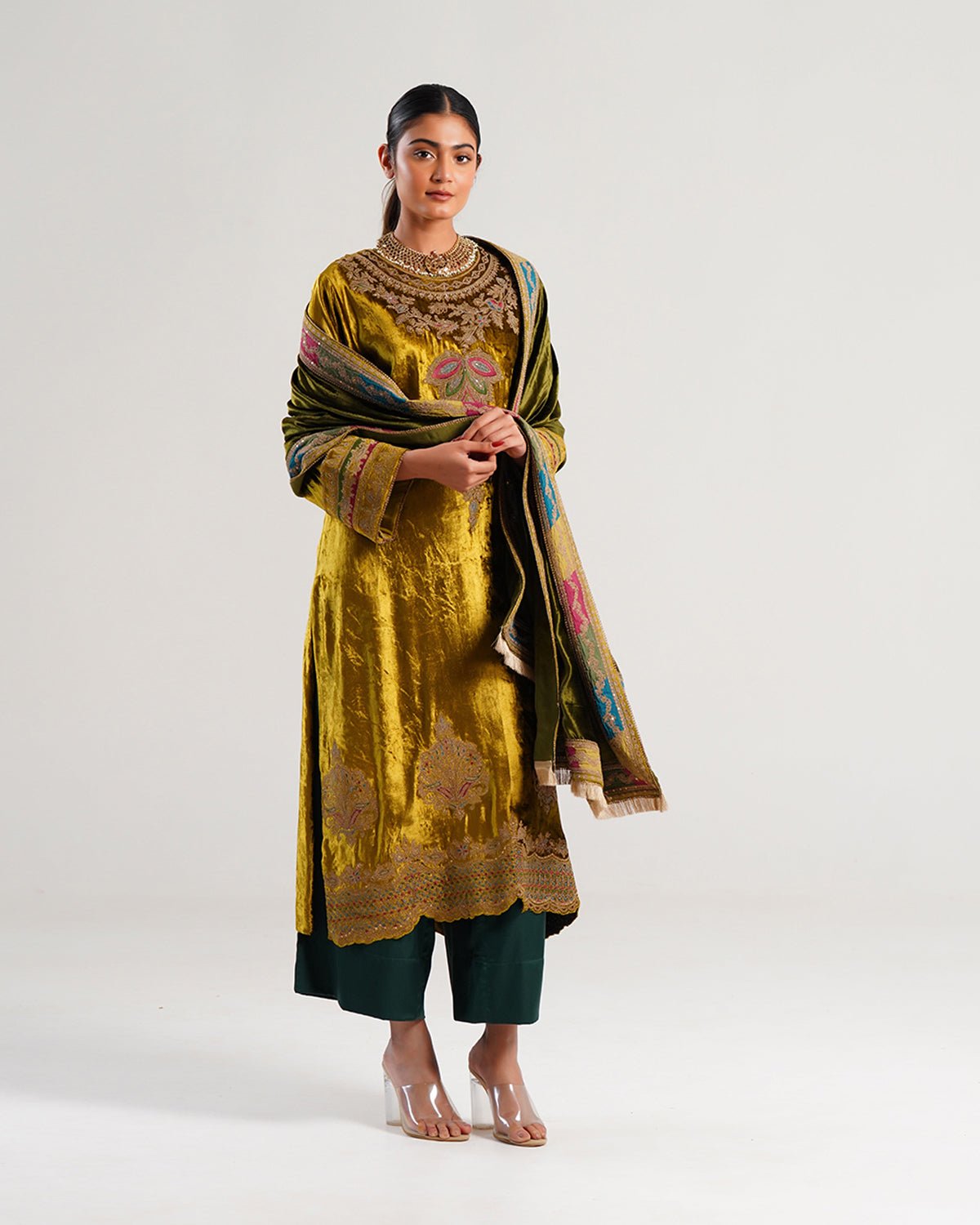 Kurta Set - Olive / Lime /Green / Gold - Mayura Kumar