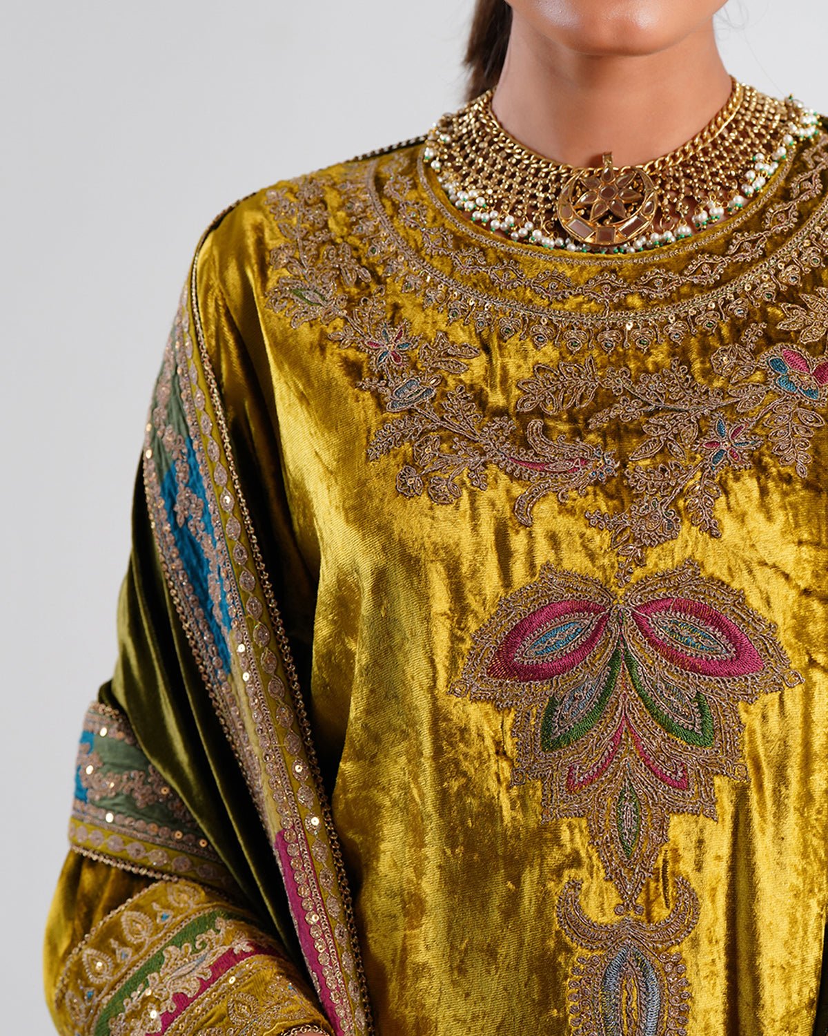 Kurta Set - Olive / Lime /Green / Gold - Mayura Kumar