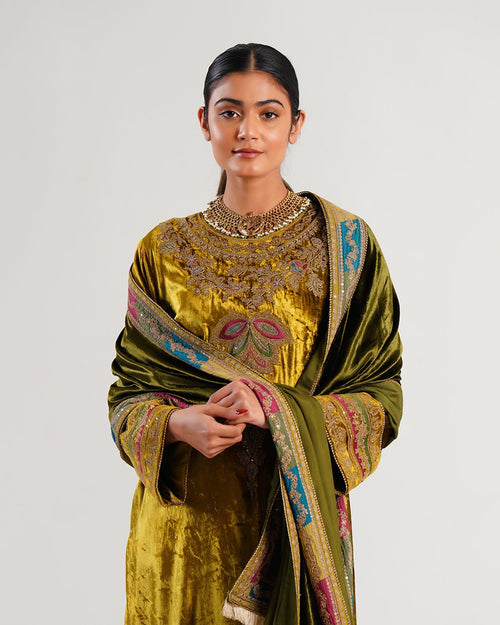 Kurta Set - Olive / Lime /Green / Gold - Mayura Kumar