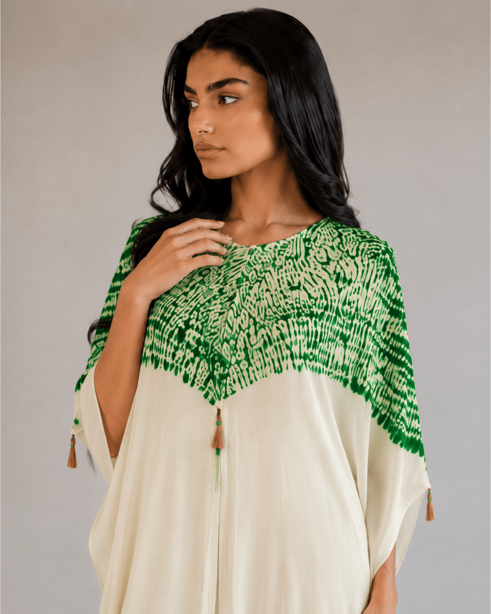 Kurta Set Shibori - Ivory/ Dark Green - Mayura Kumar