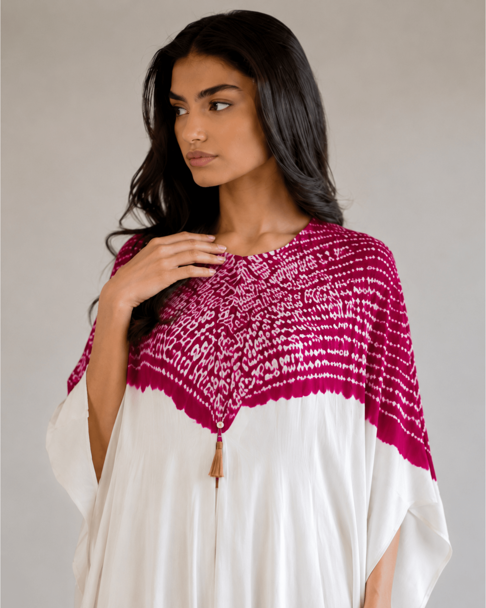 Kurta Set Shibori - Ivory/ Fuchsia Rani - Mayura Kumar