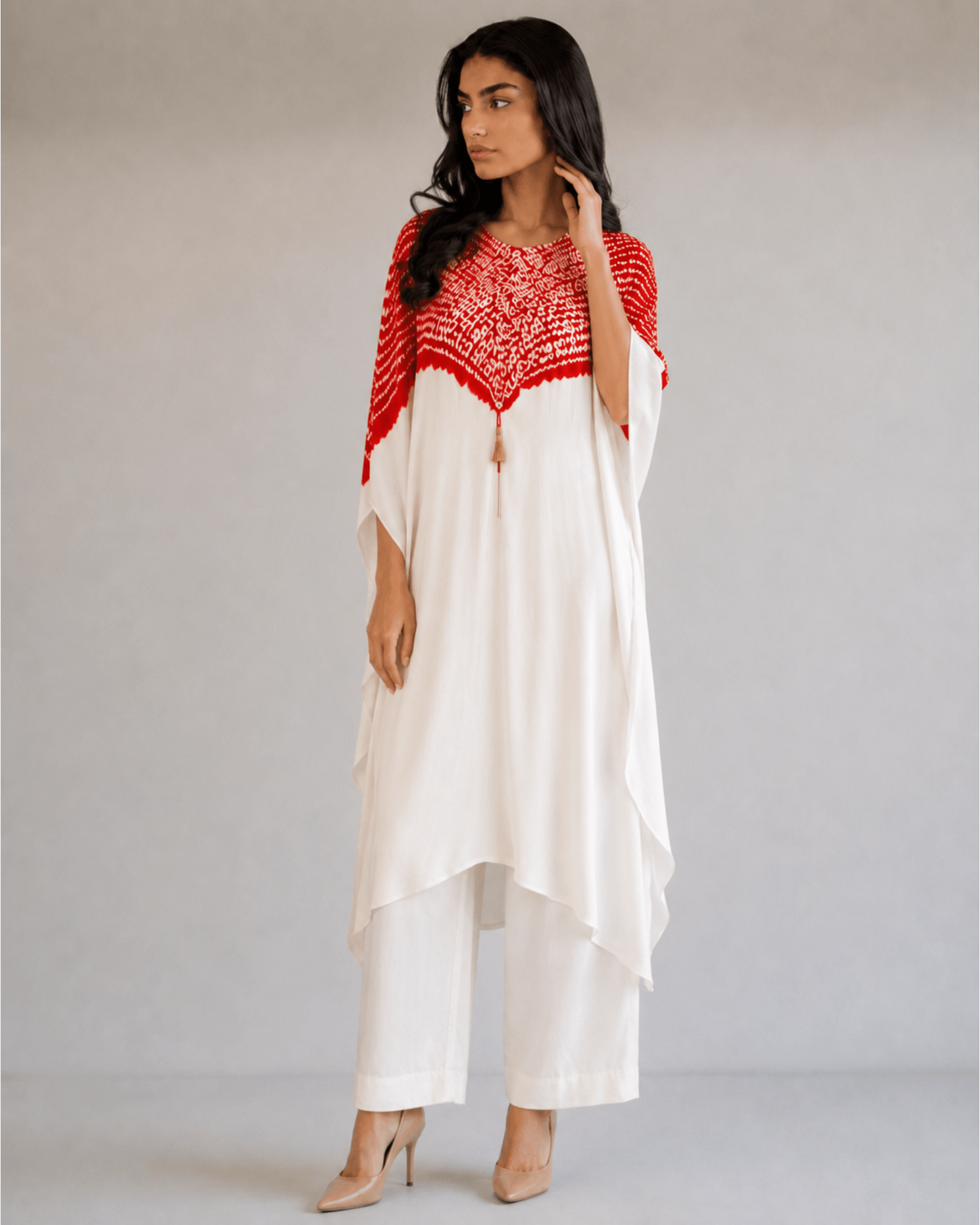 Kurta Set Shibori - Ivory/ Red - Mayura Kumar