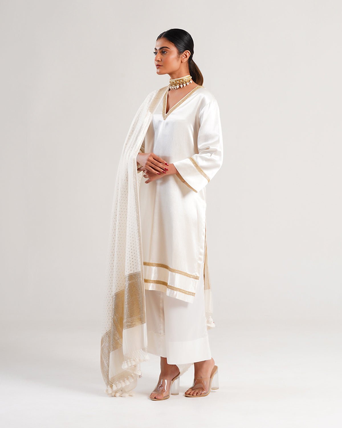 Kurta Set - White / Ivory / Silver / Gold - Mayura Kumar