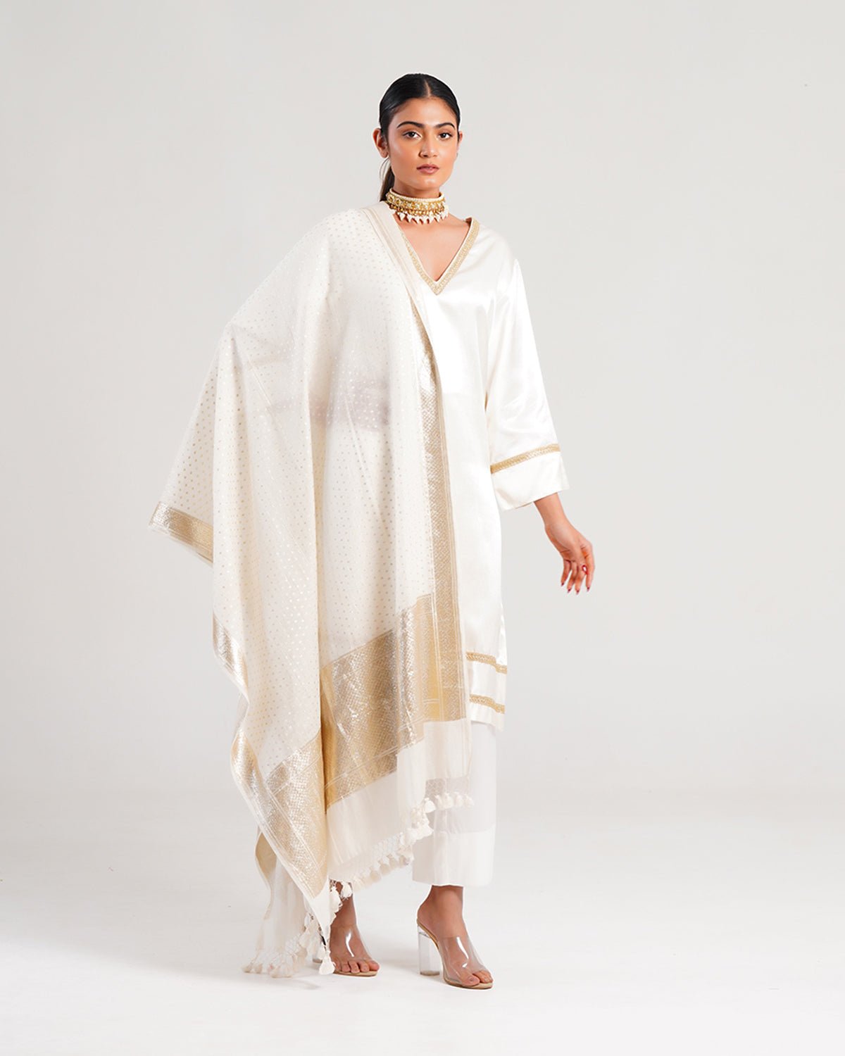 Kurta Set - White / Ivory / Silver / Gold - Mayura Kumar