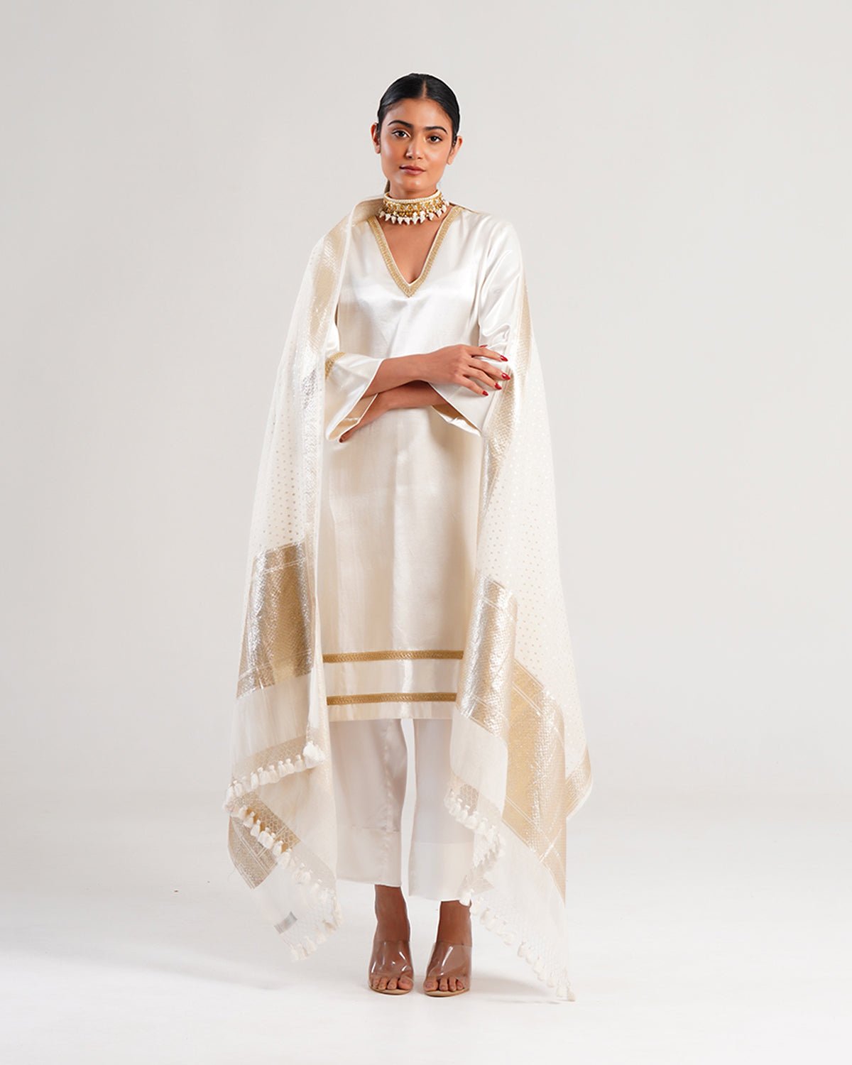 Kurta Set - White / Ivory / Silver / Gold - Mayura Kumar