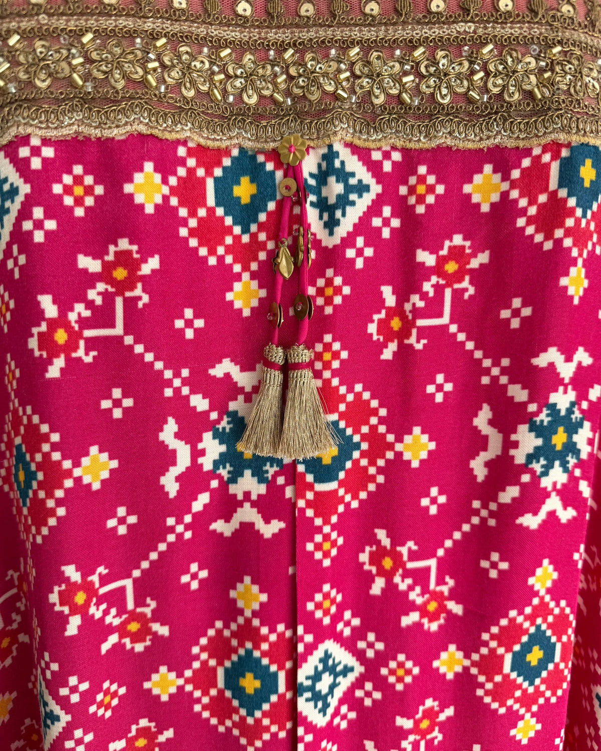 Kurta Set Patola - Fuchsia Rani / Multicolour / Gold