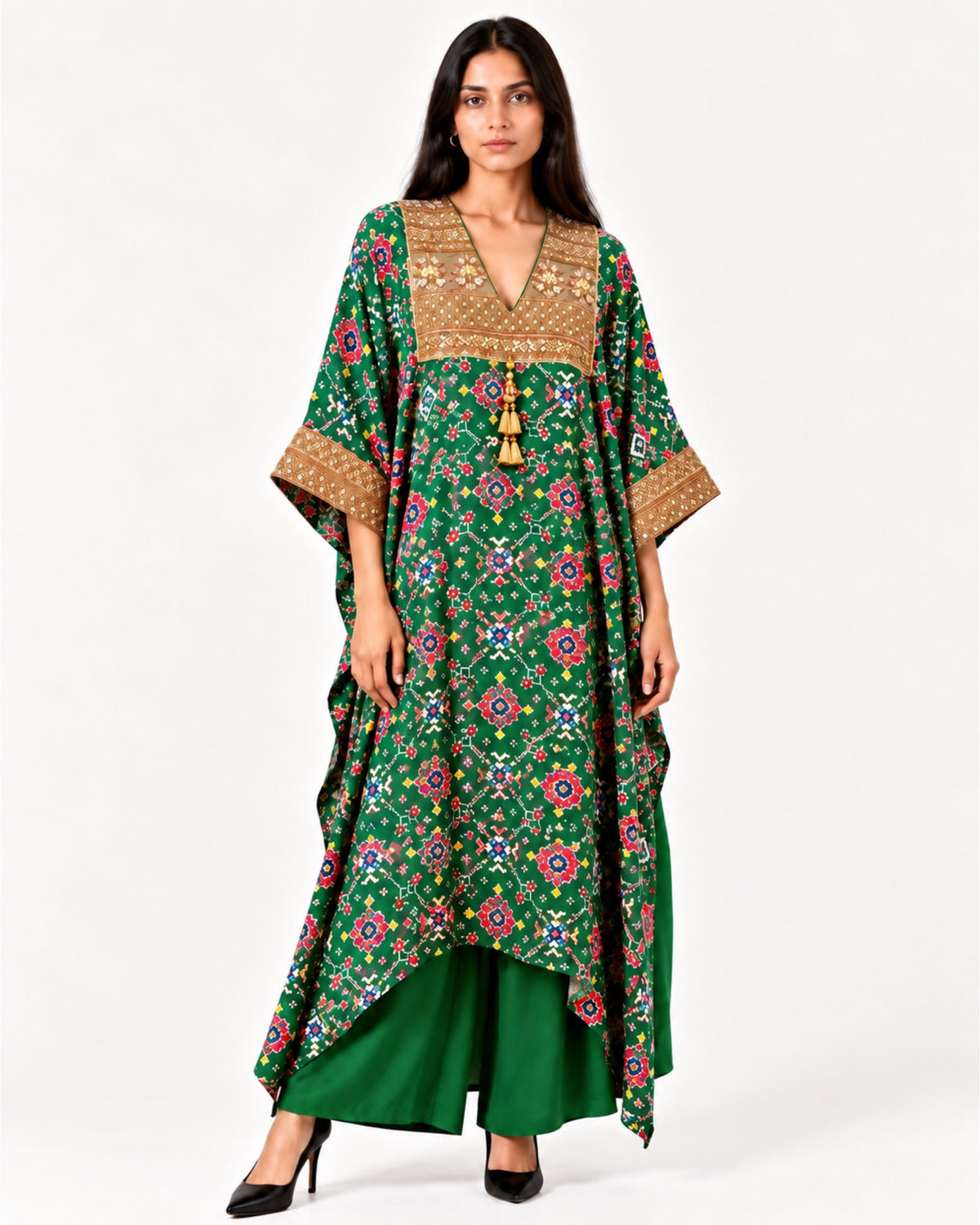 Kurta Set Patola - Dark Green / Multicolour / Gold