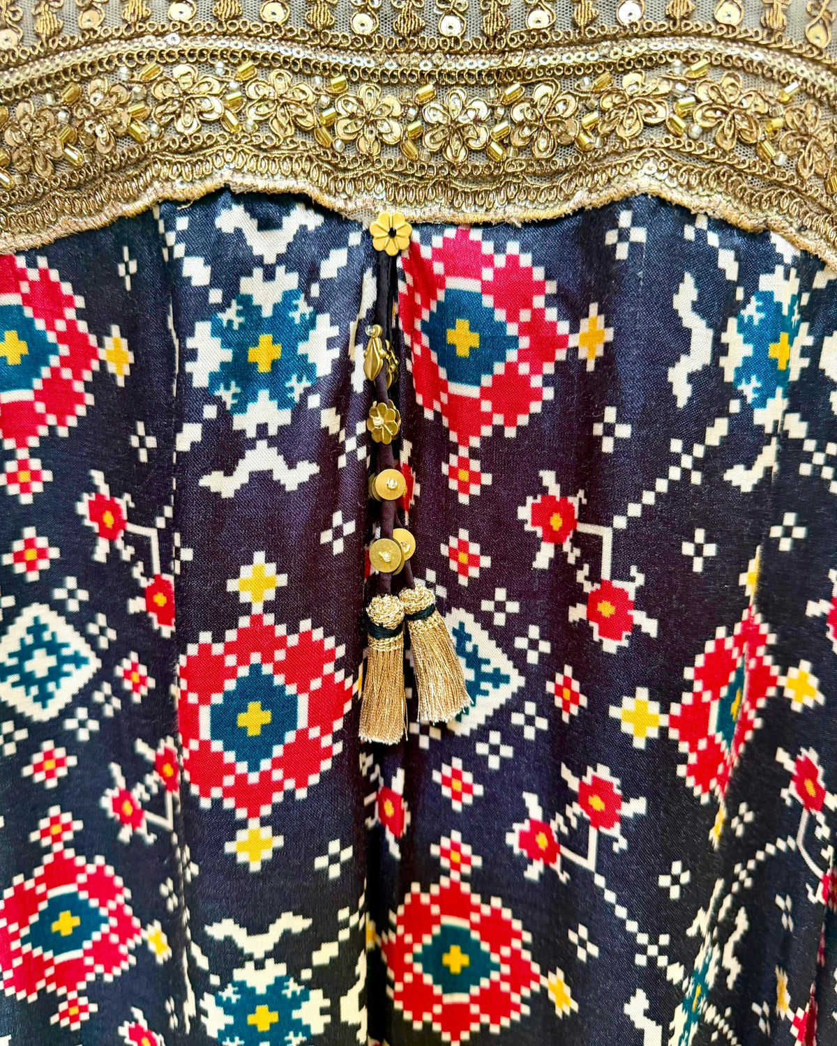 Kurta Set Patola - Black / Multicolour / Gold