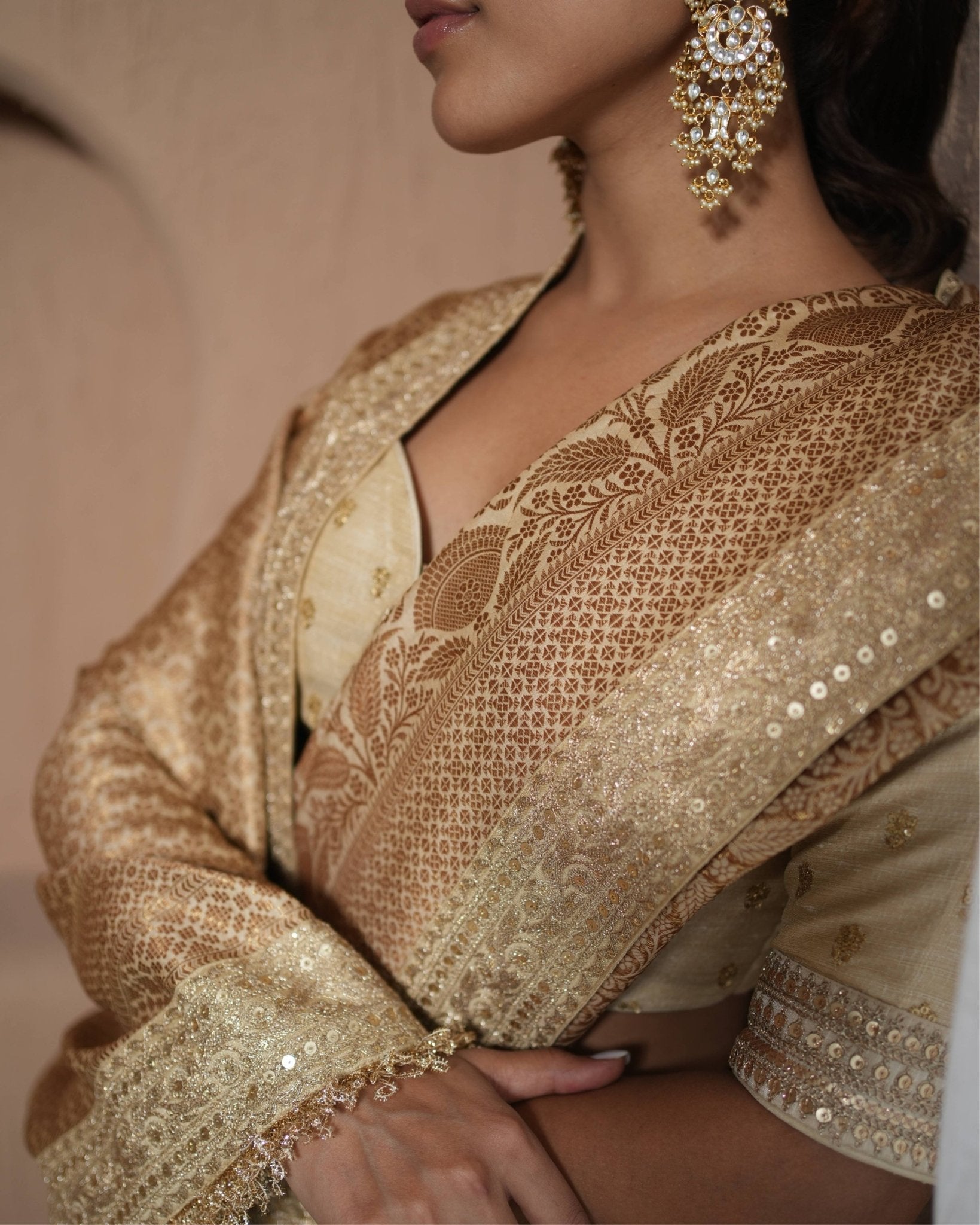 Saree Banarasi - Beige / Gold - Mayura Kumar