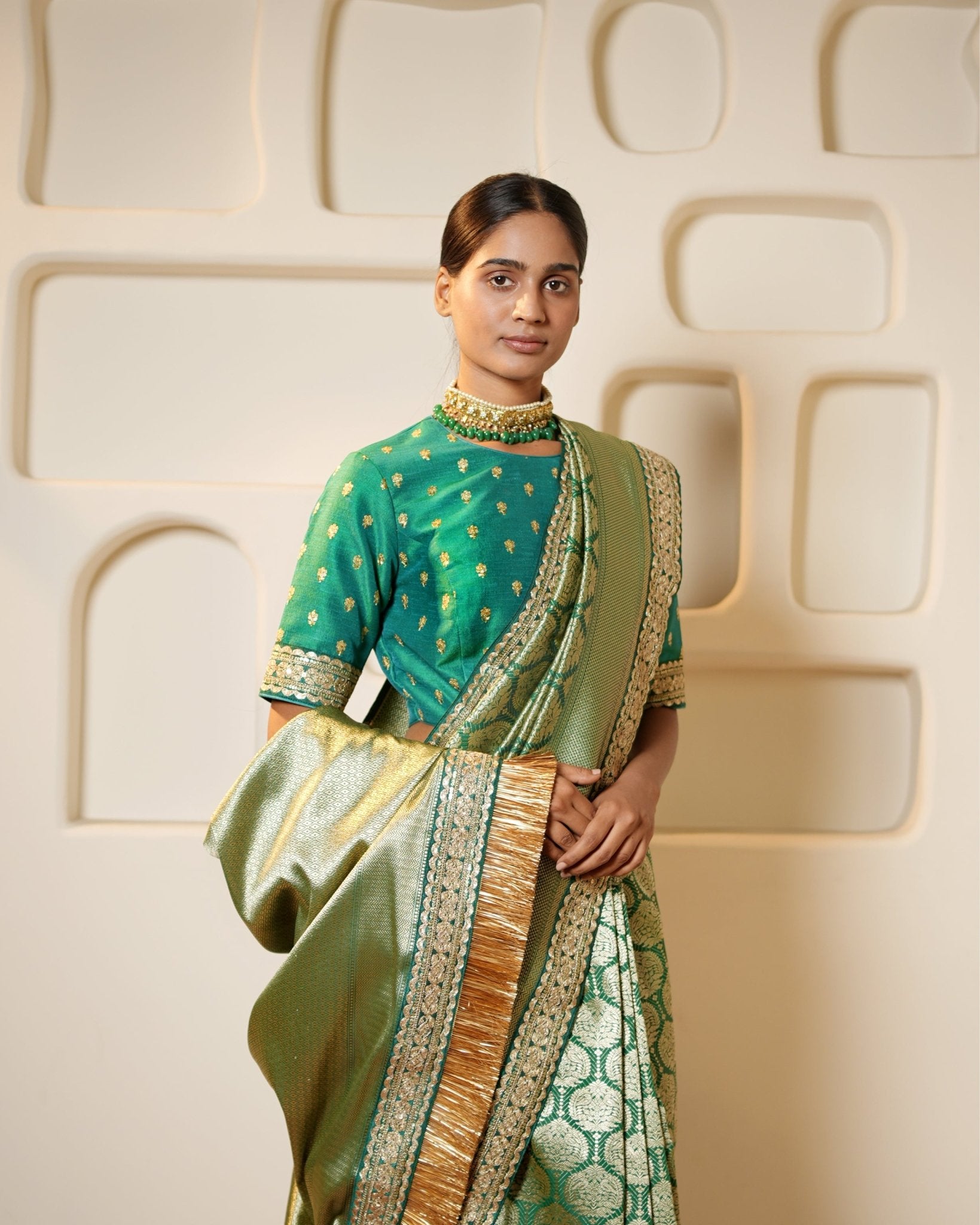 Saree Banarasi - Green / Gold - Mayura Kumar
