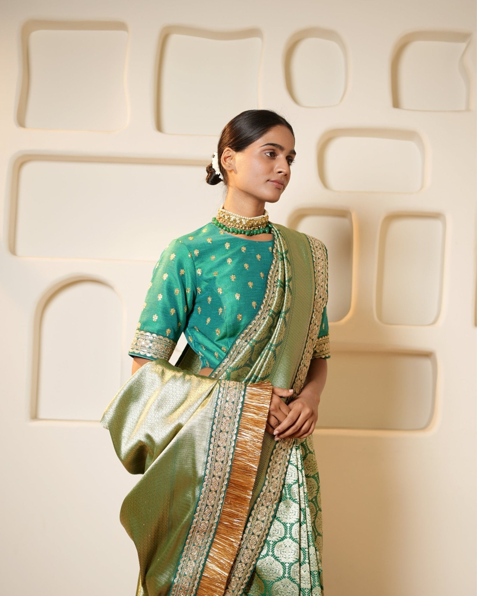Saree Banarasi - Green / Gold - Mayura Kumar