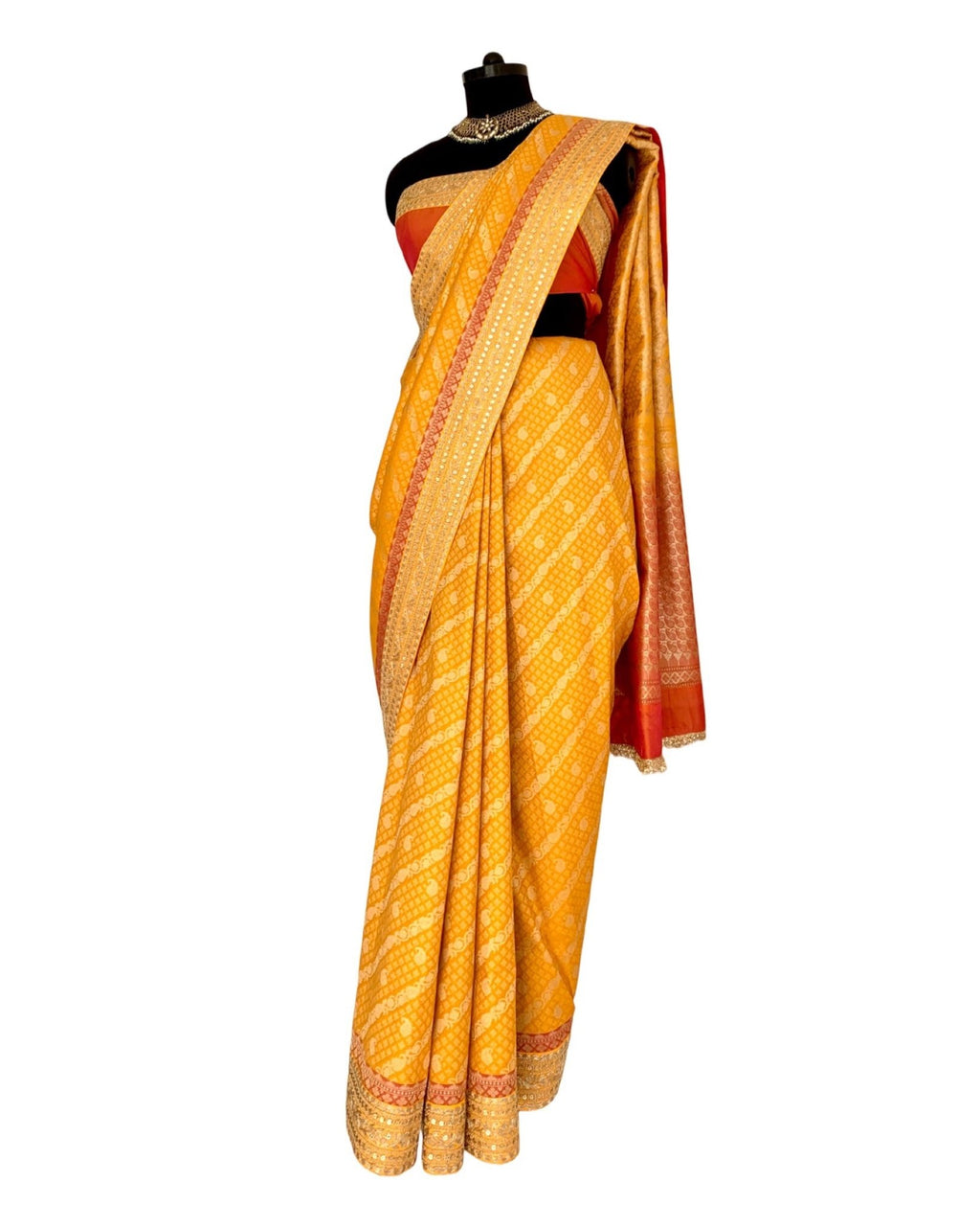 Saree Banarasi - Mustard Yellow / Orange - Mayura Kumar