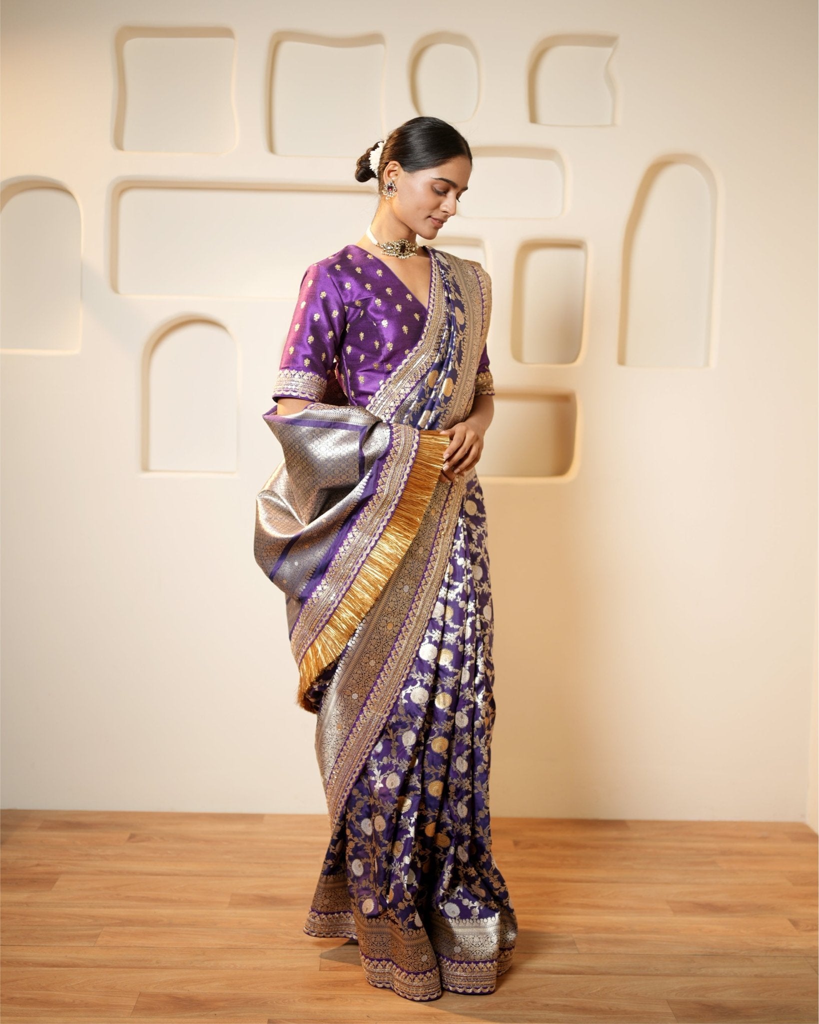 Saree Banarasi - Purple / Gold / Silver - Mayura Kumar