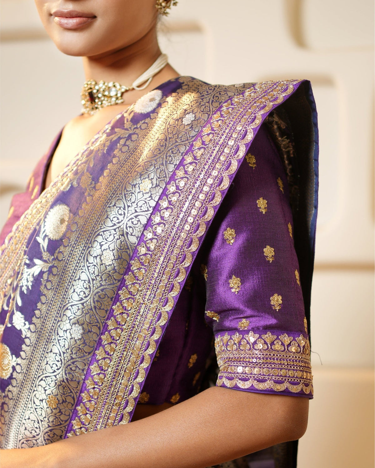 Saree Banarasi - Purple / Gold / Silver - Mayura Kumar