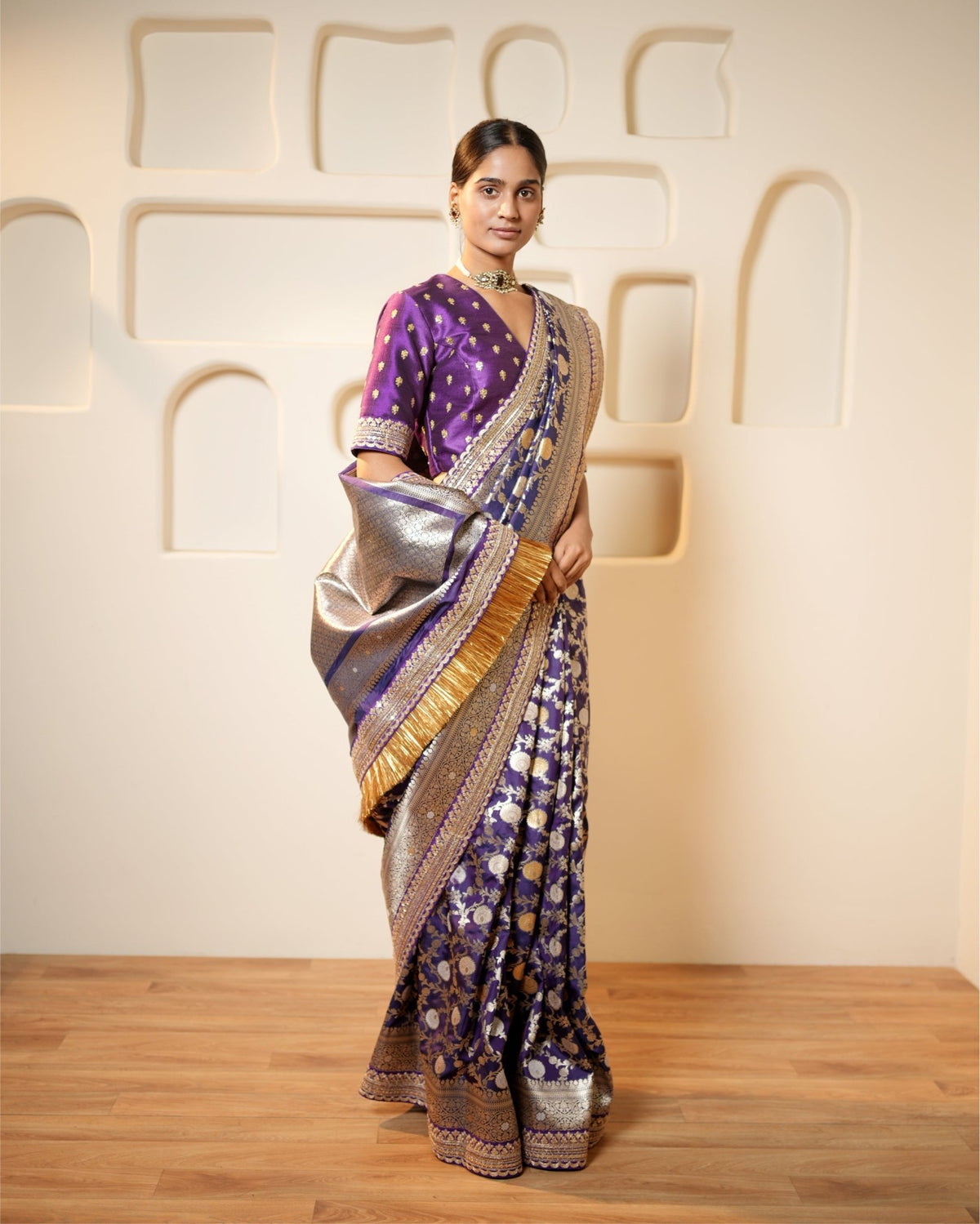 Saree Banarasi - Purple / Gold / Silver - Mayura Kumar