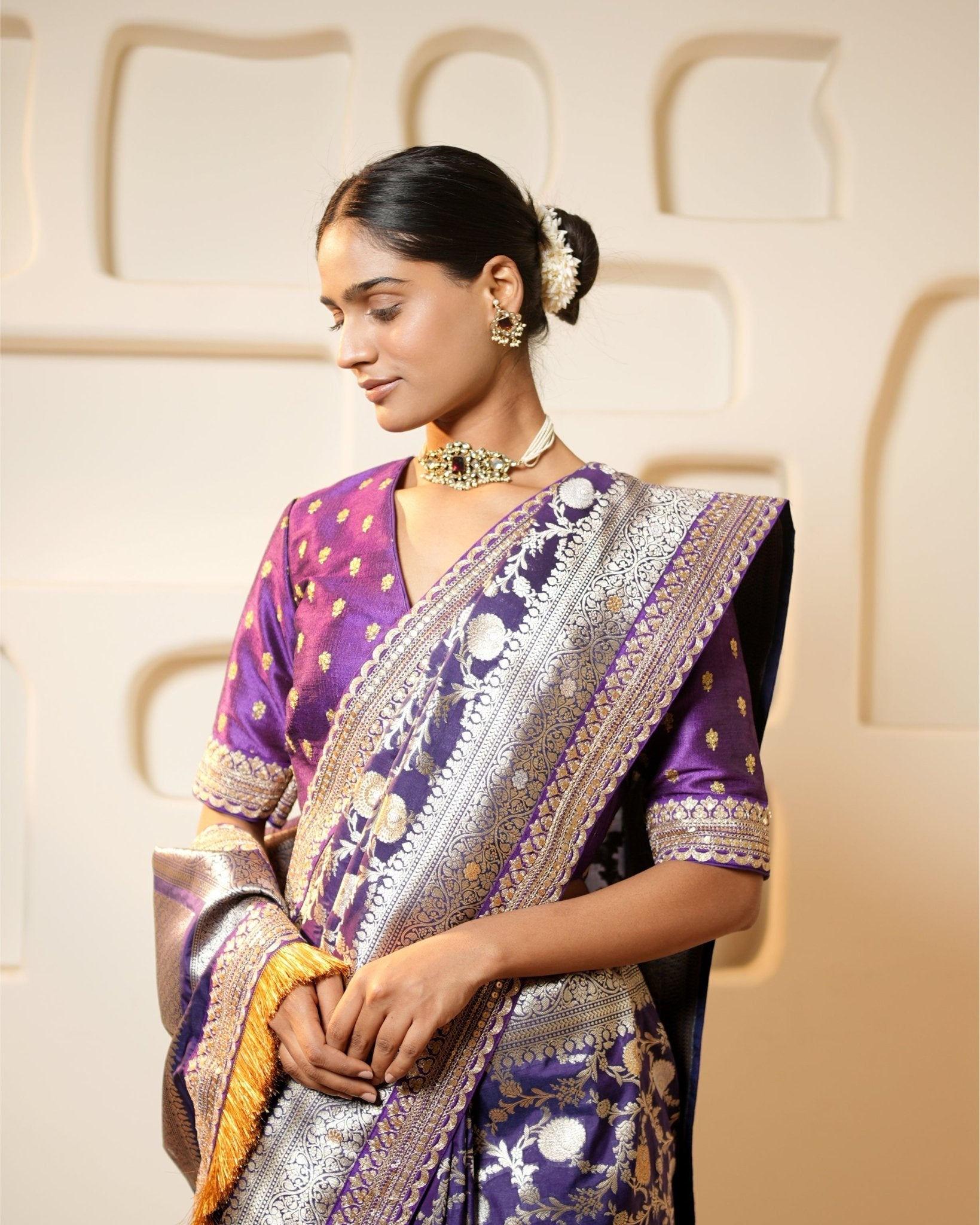 Saree Banarasi - Purple / Gold / Silver - Mayura Kumar