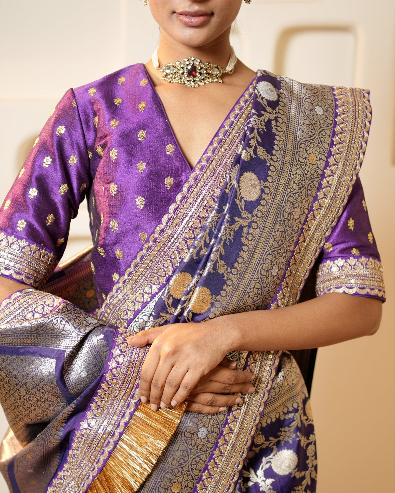 Saree Banarasi - Purple / Gold / Silver - Mayura Kumar