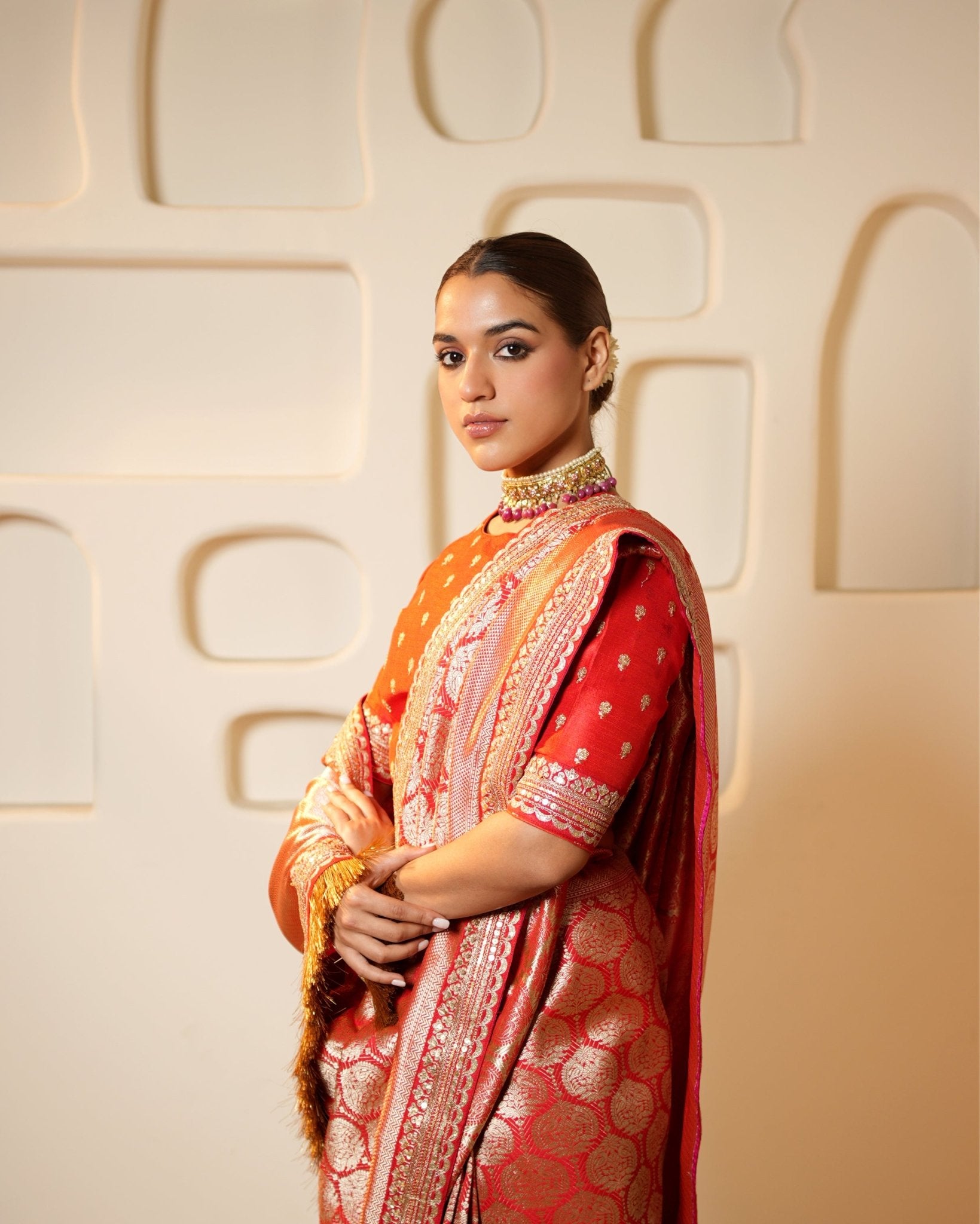 Saree Banarasi - Red / Gold - Mayura Kumar