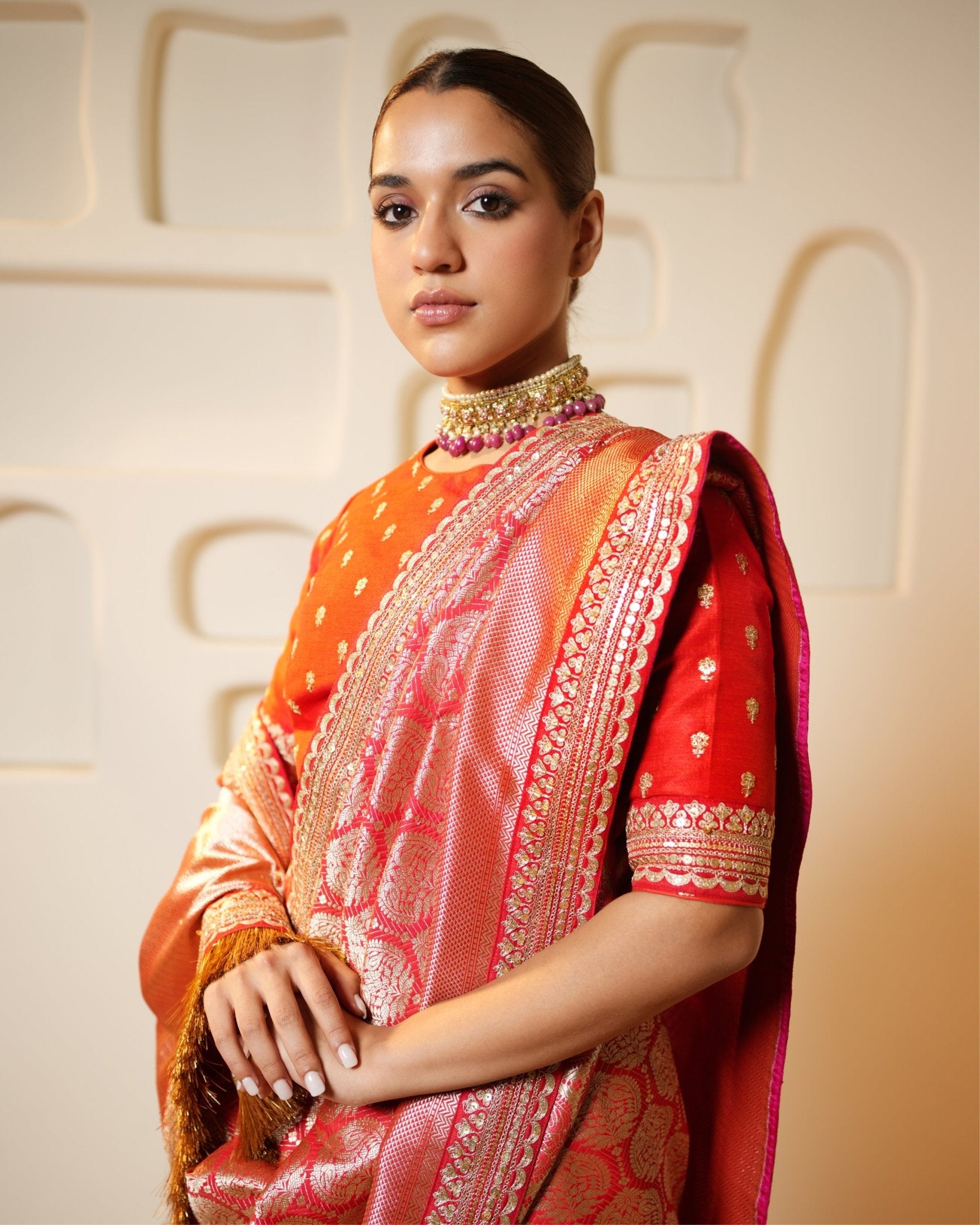 Saree Banarasi - Red / Gold - Mayura Kumar