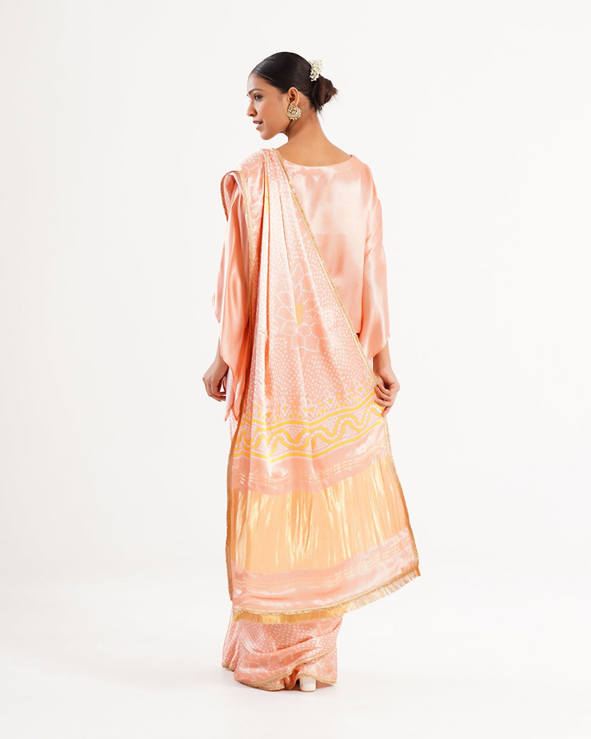 Saree Bandhej Mixology - Blush Pink / Gold - Mayura Kumar