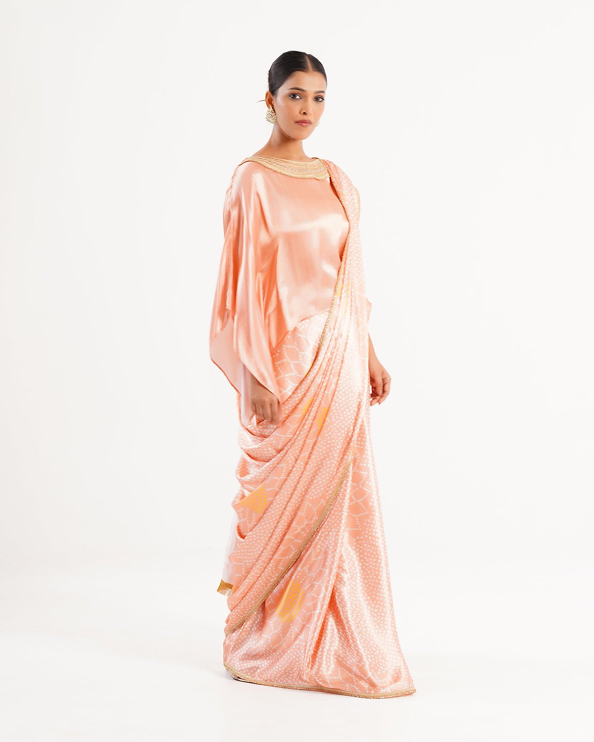 Saree Bandhej Mixology - Blush Pink / Gold - Mayura Kumar