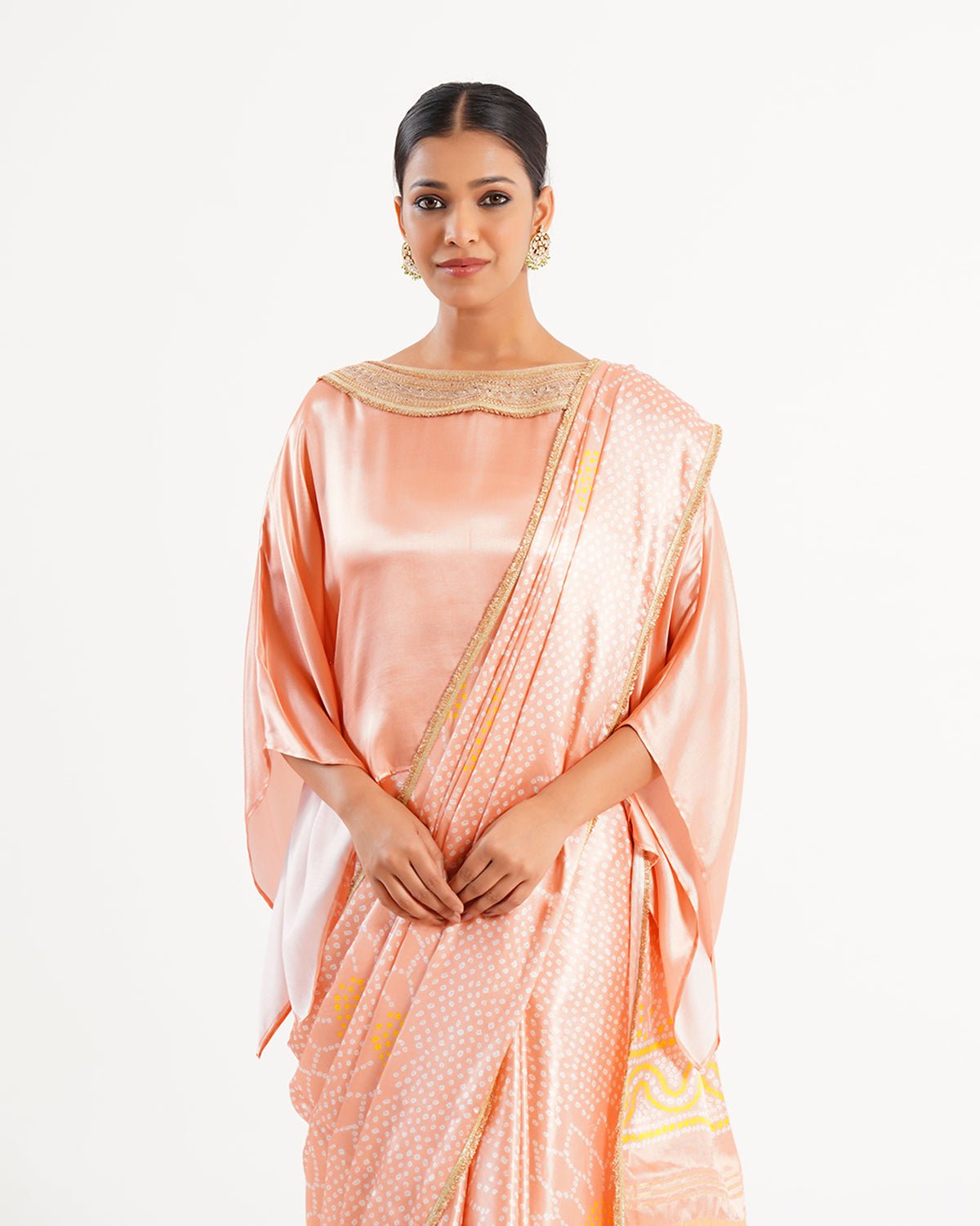 Saree Bandhej Mixology - Blush Pink / Gold - Mayura Kumar