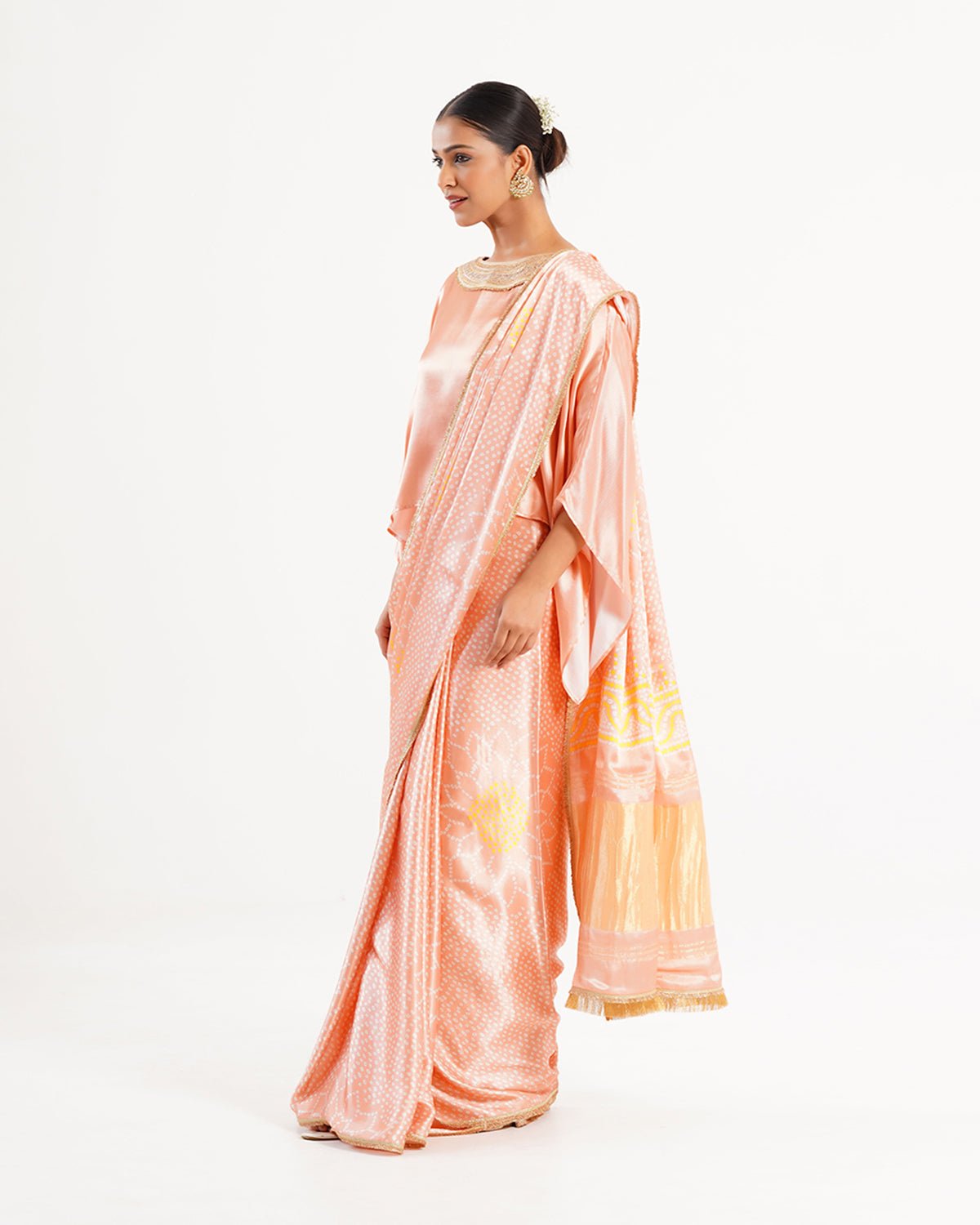 Saree Bandhej Mixology - Blush Pink / Gold - Mayura Kumar