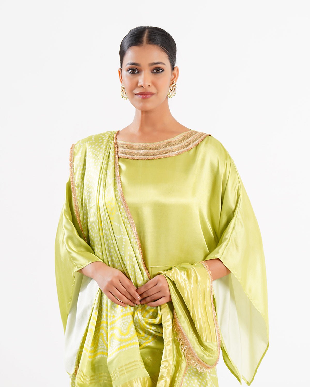 Saree Bandhej Mixology - Fresh Green / Gold - Mayura Kumar