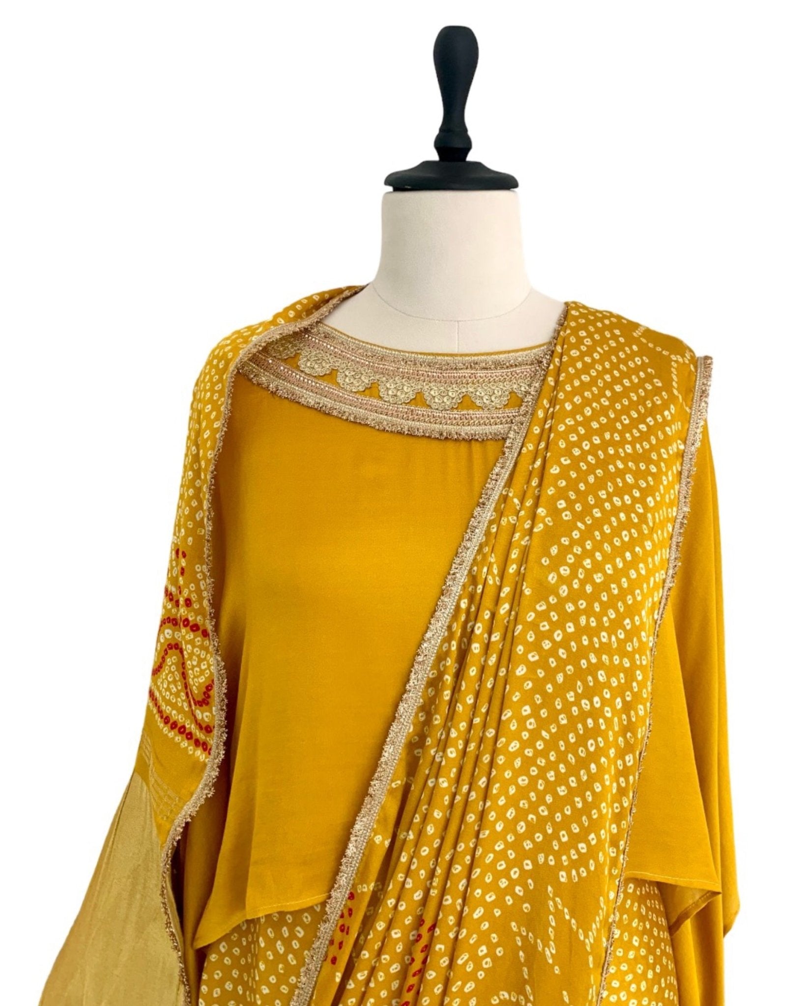 Saree Bandhej Mixology - Yellow / Gold - Mayura Kumar