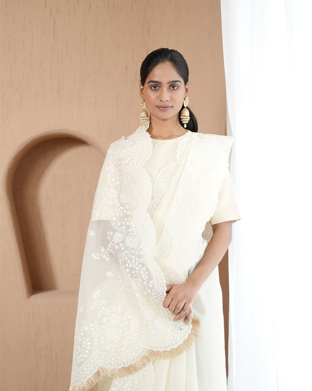 Saree Chikankari - Milk / Ivory - Mayura Kumar