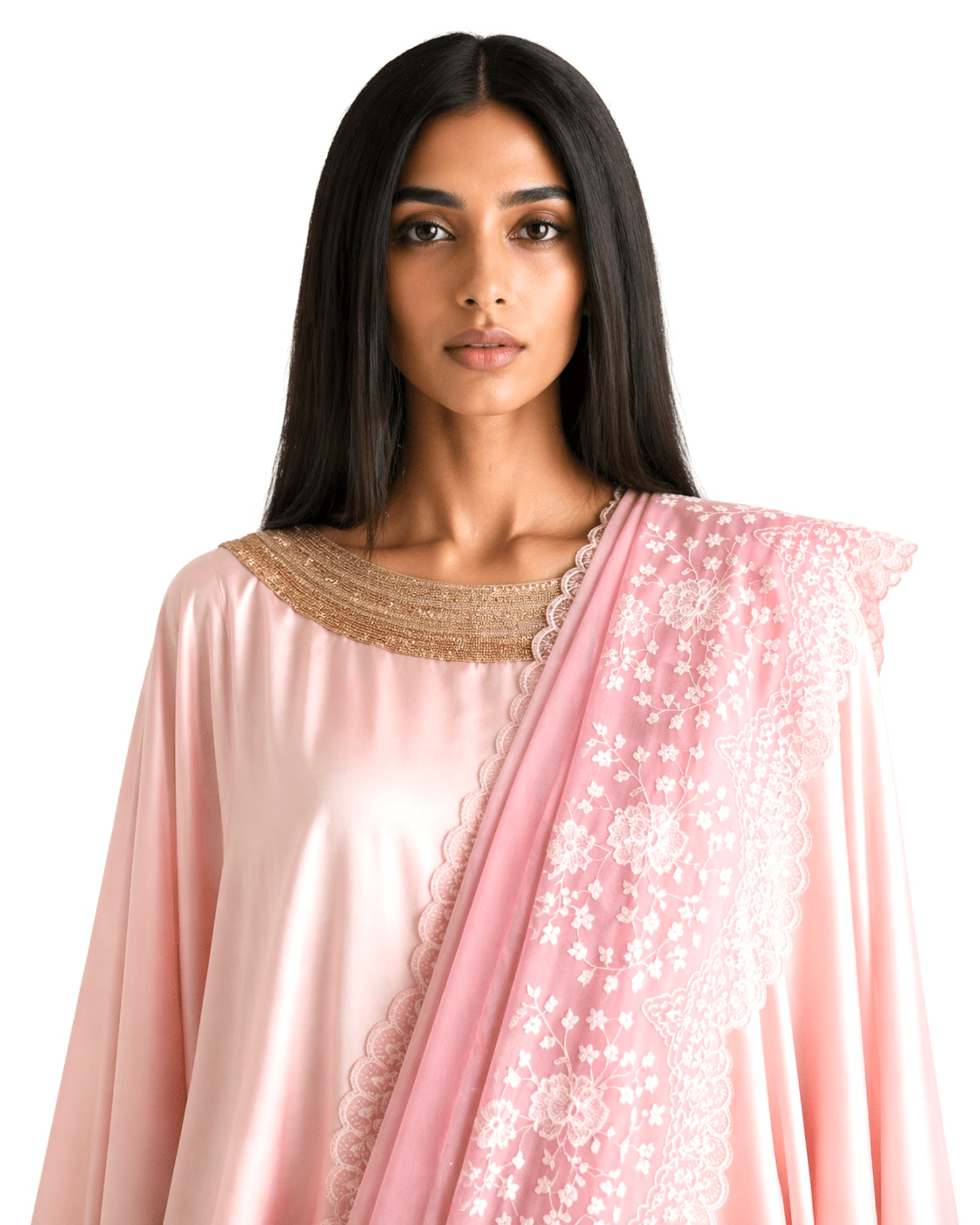 Saree Chikankari - Pink / Ivory / Gold - Mayura Kumar