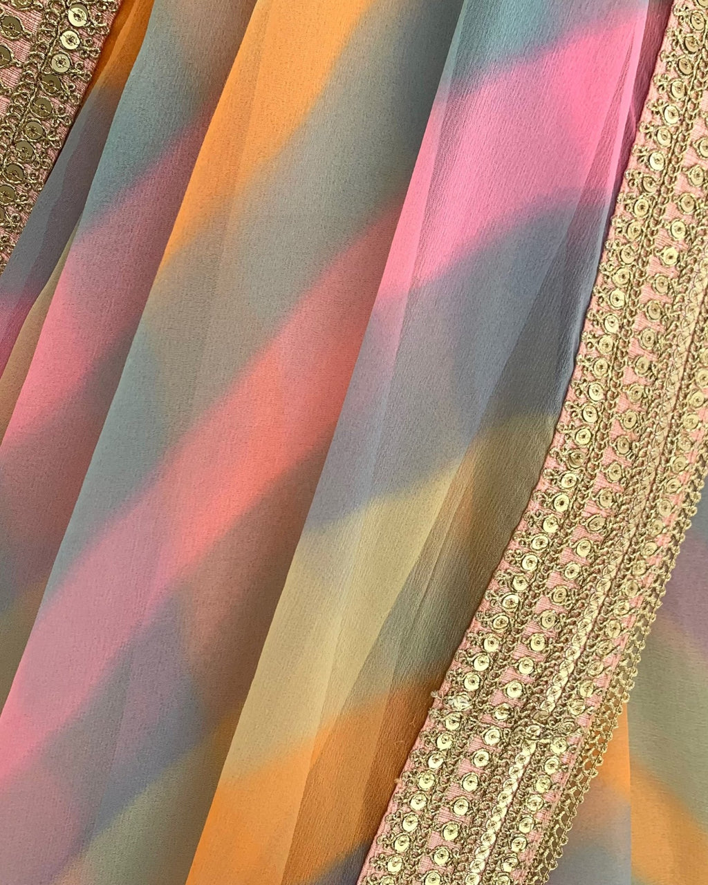 Saree Leheriya - Pink / Grey / Multi Pastels - Mayura Kumar