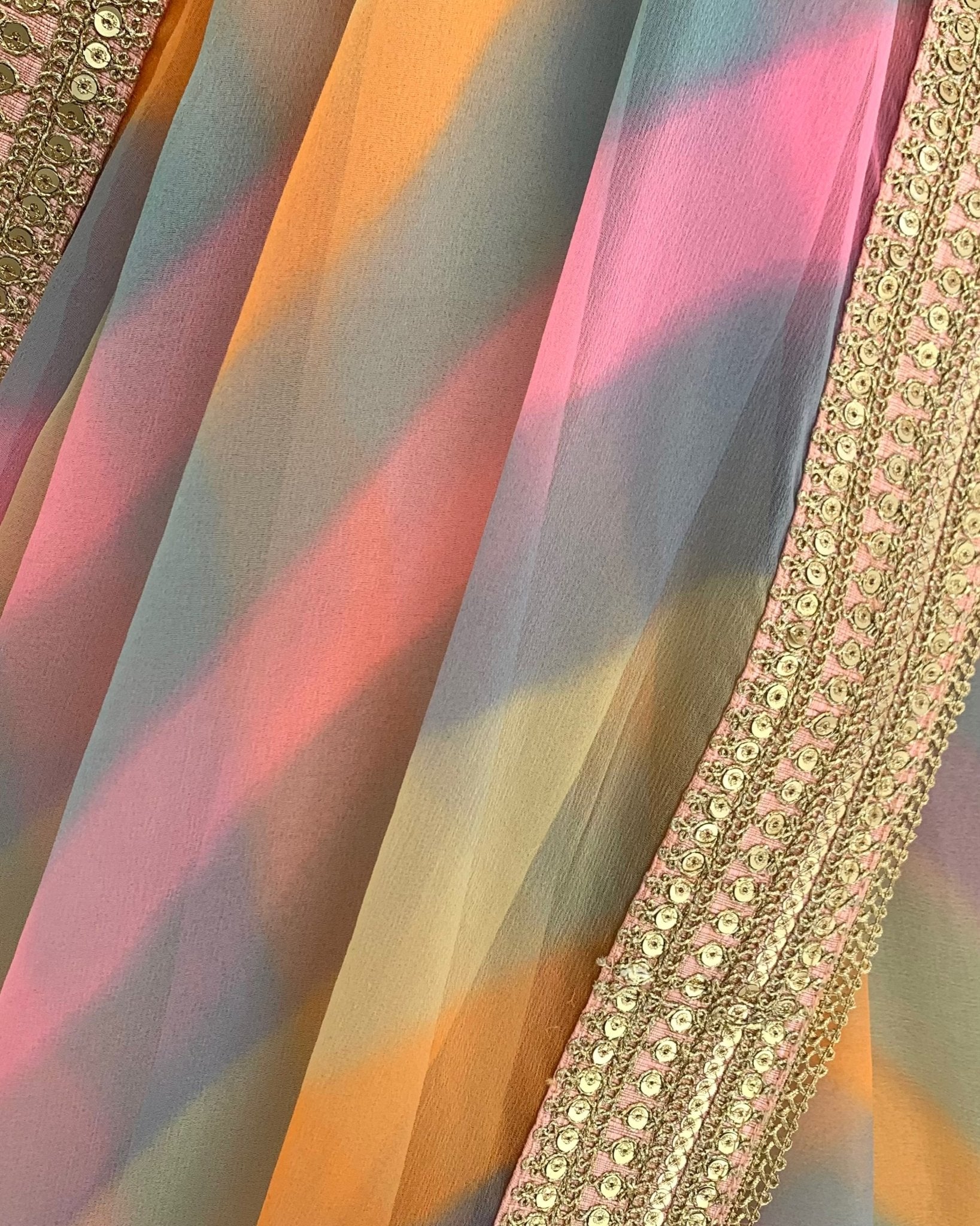 Saree Leheriya - Pink / Grey / Multi Pastels - Mayura Kumar