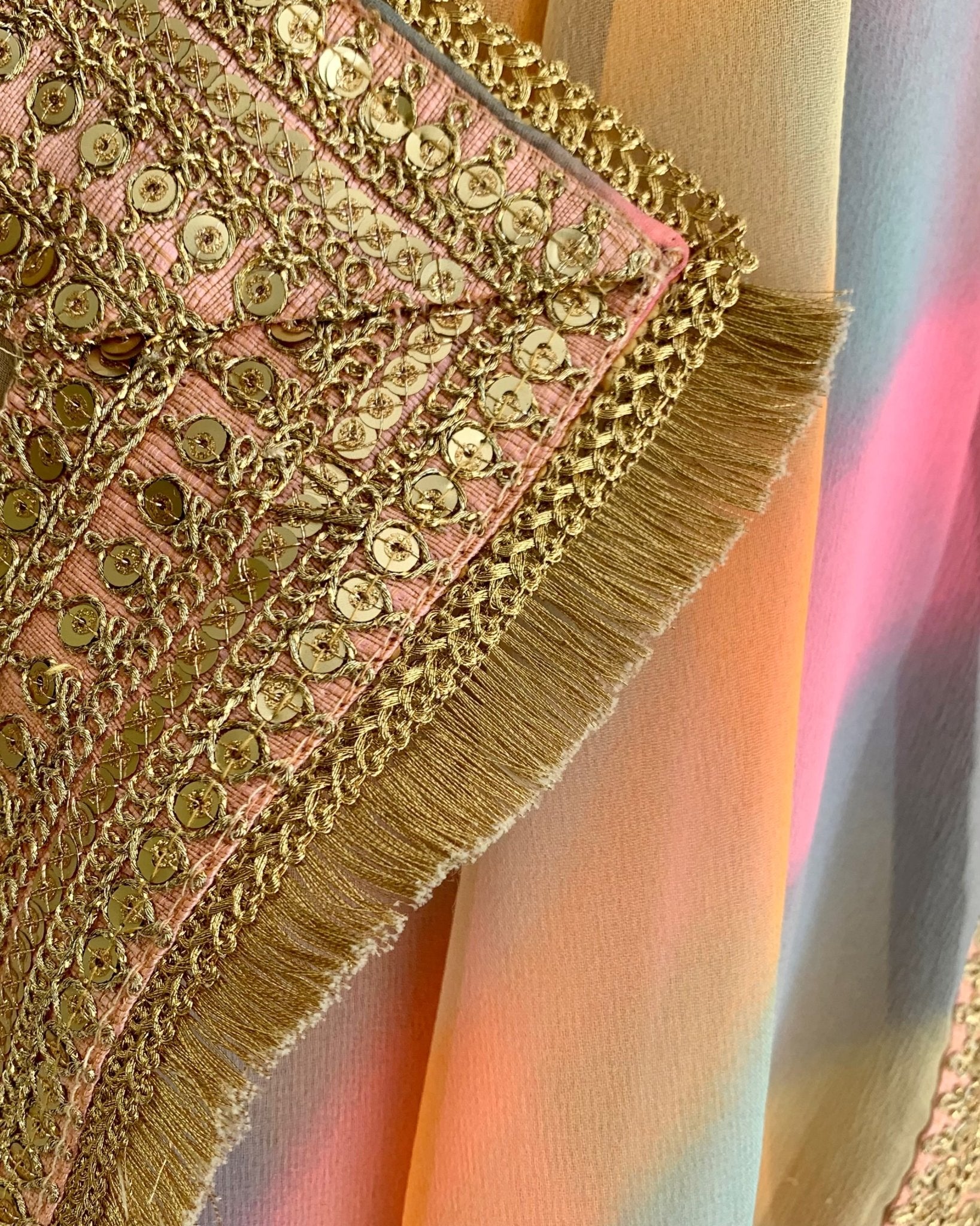 Saree Leheriya - Pink / Grey / Multi Pastels - Mayura Kumar
